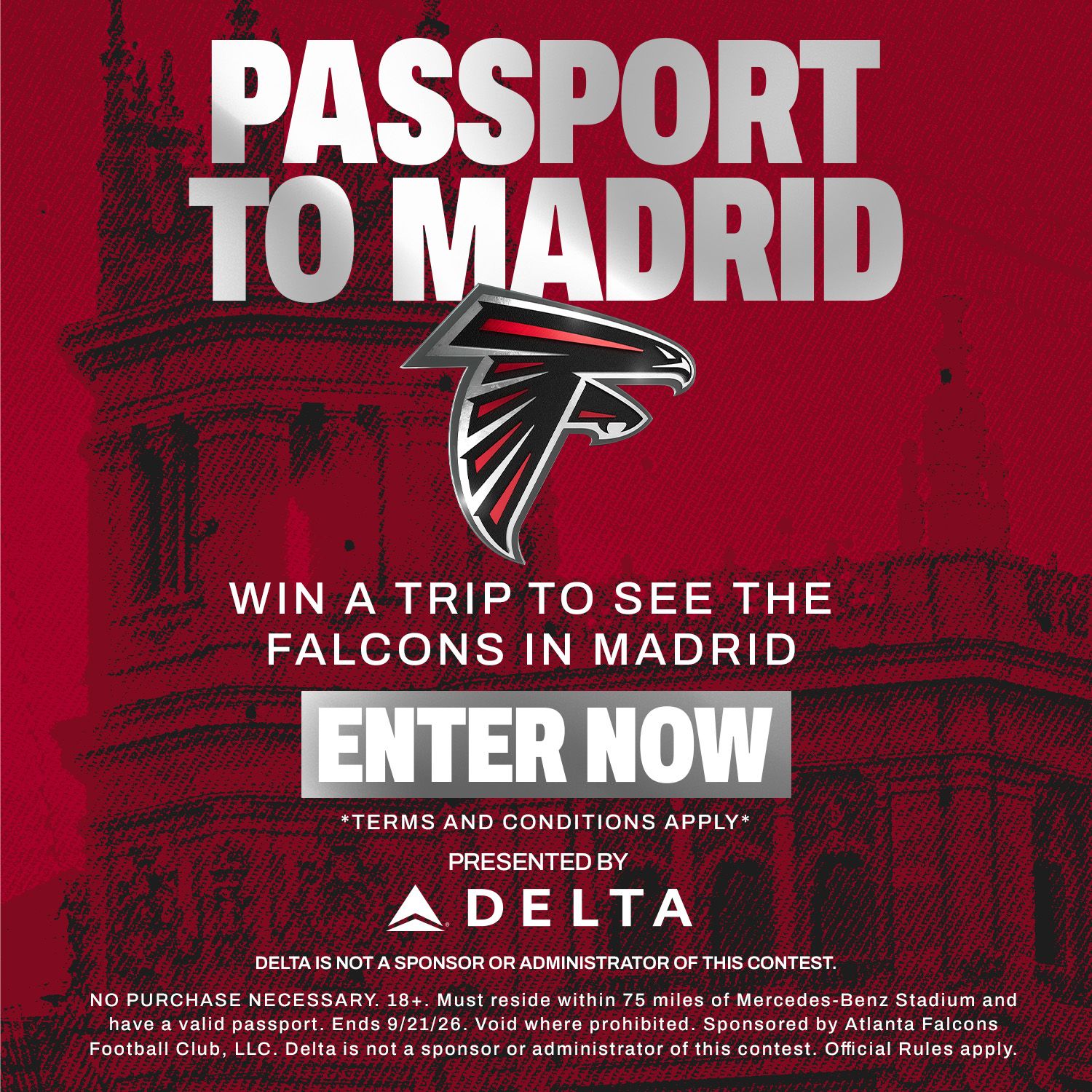 Passport to Madrid- Enter Now for a chance to win a trip to Madrid to see the Falcons