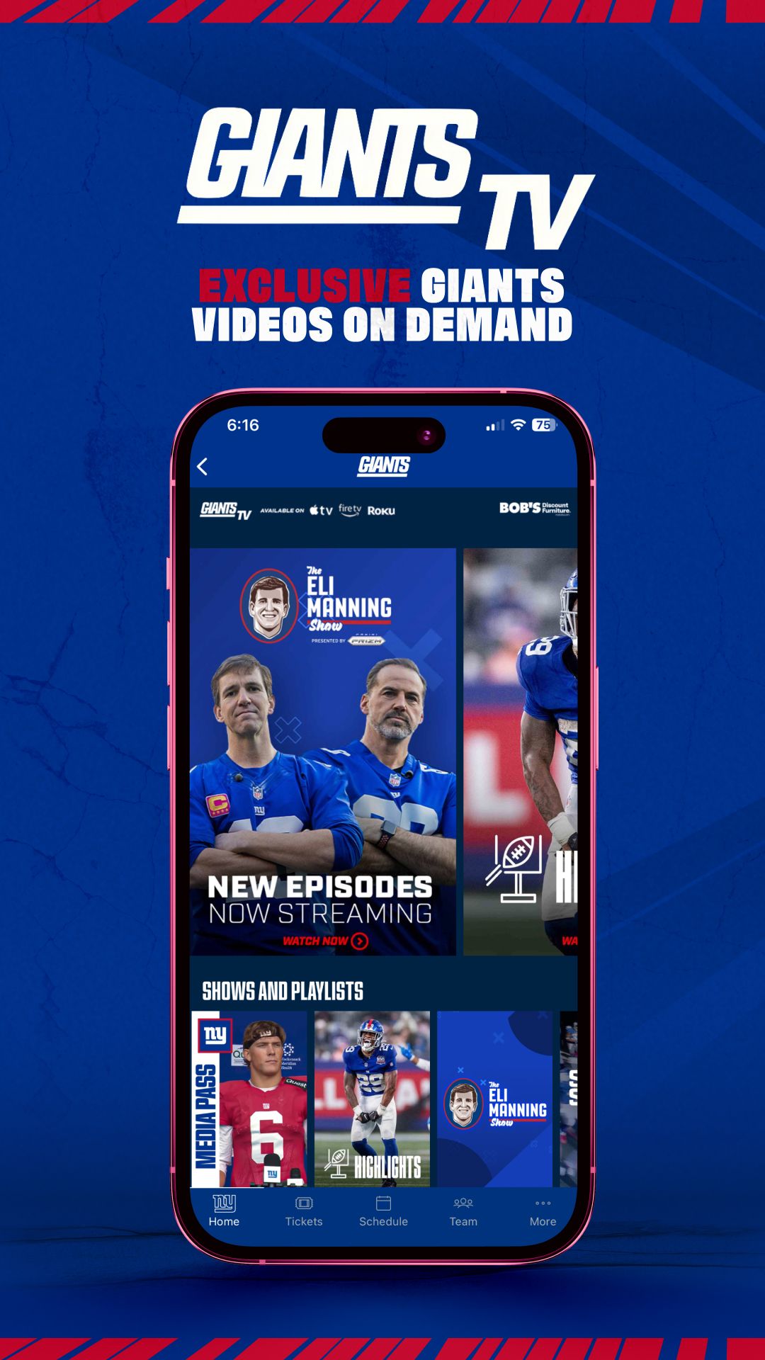 Stream videos with GiantsTV