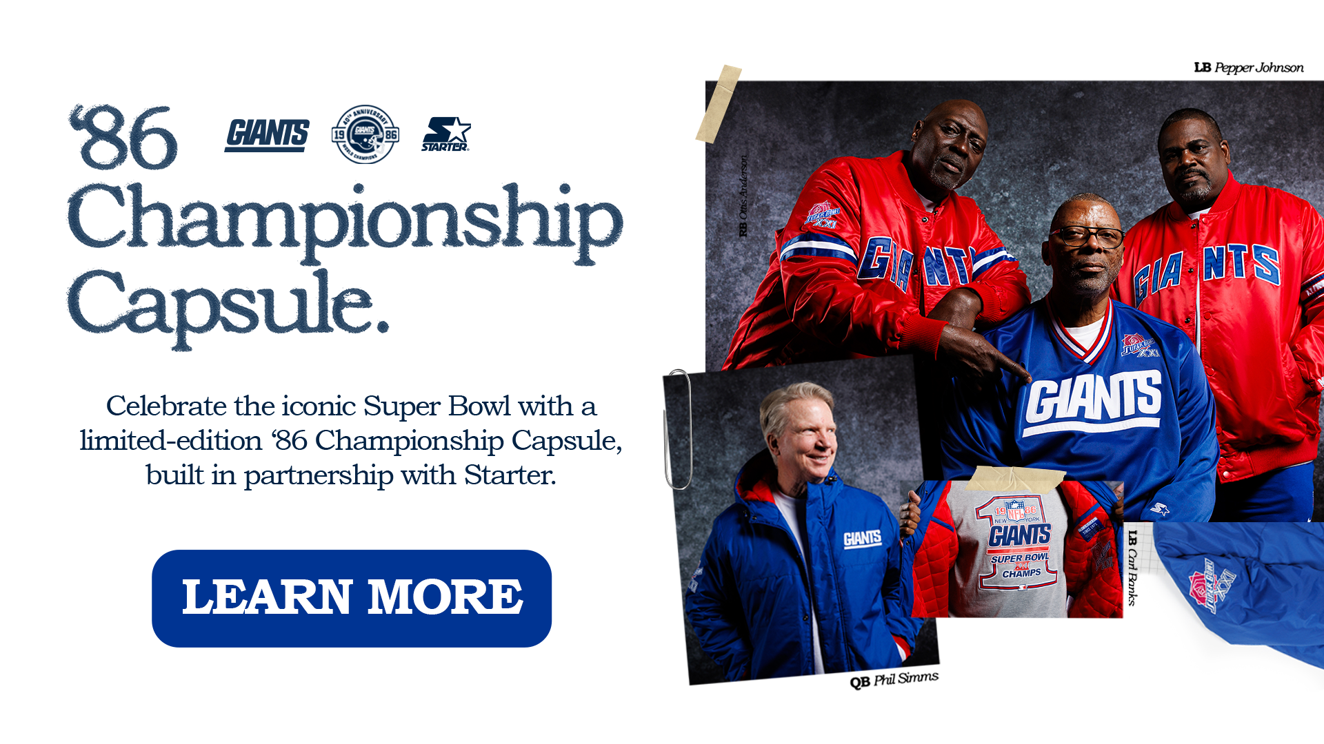 Celebrate the iconic Super Bowl with limited-edition '86 Championship Capsule. Click to learn more.