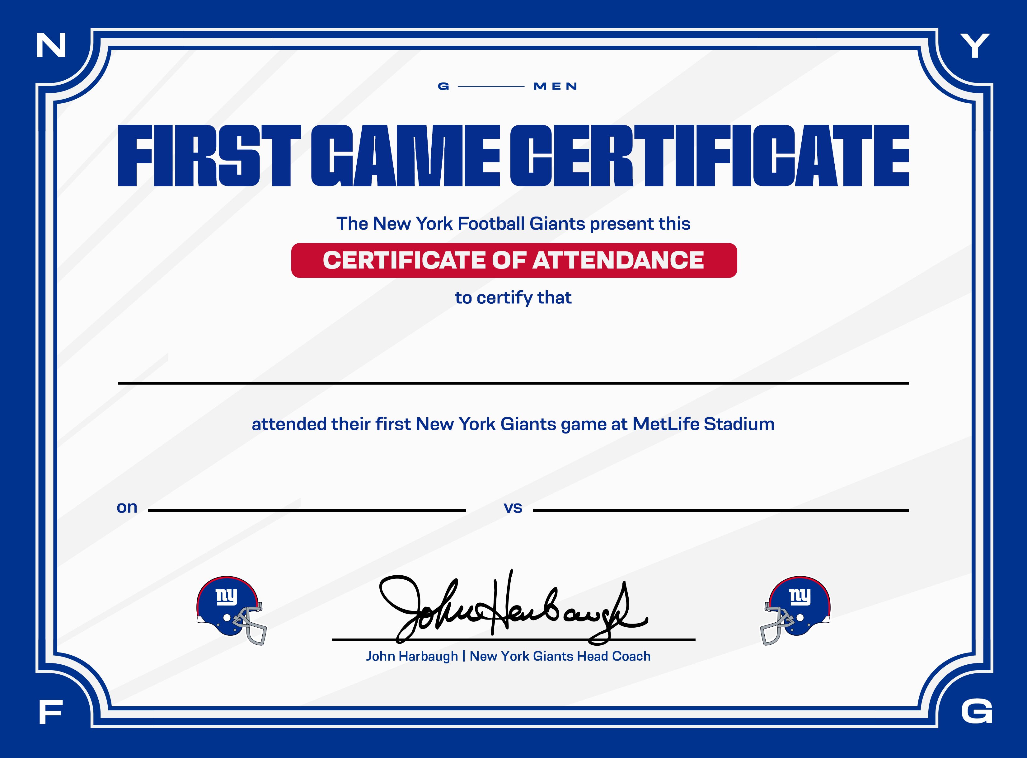 FIRST GAME CERTIFICATE