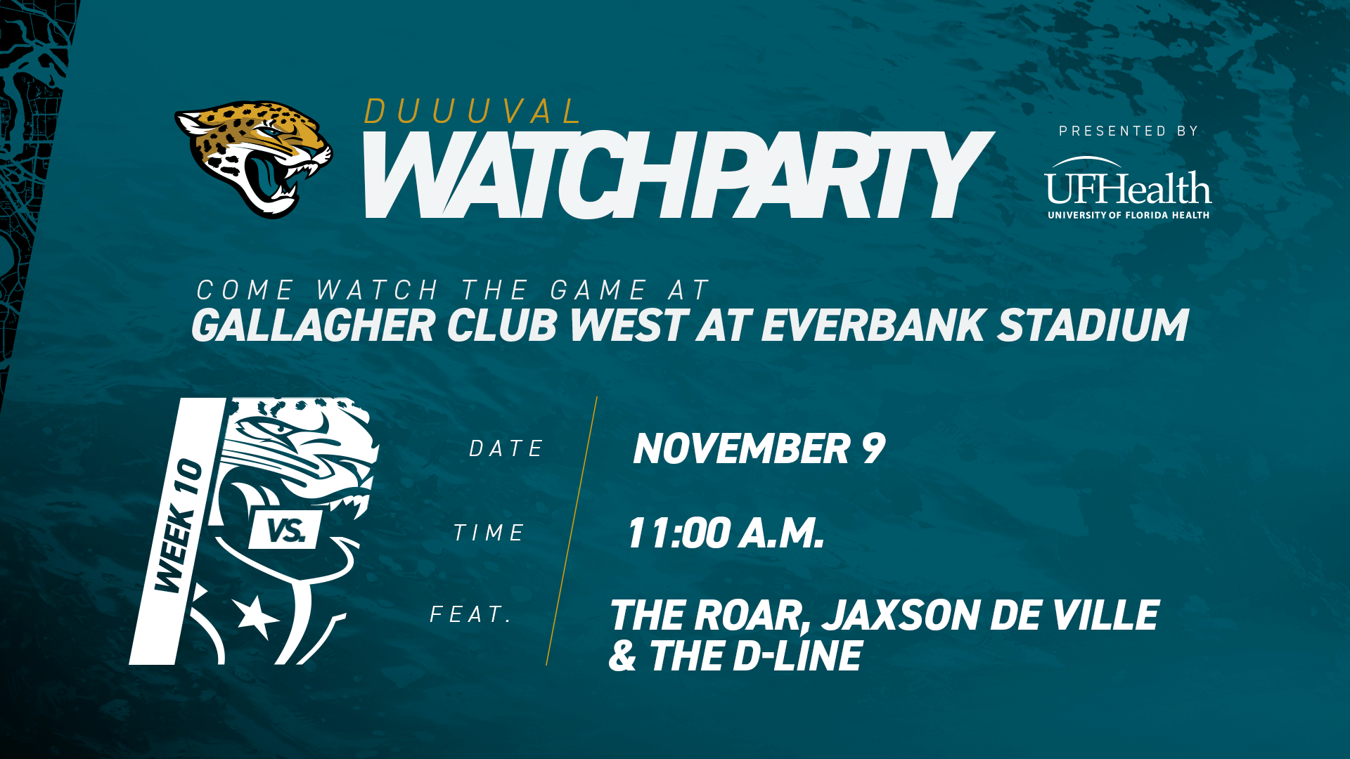 Join us for our Week 10 Watch Party at Gallagher Club West in EverBank Stadium!
