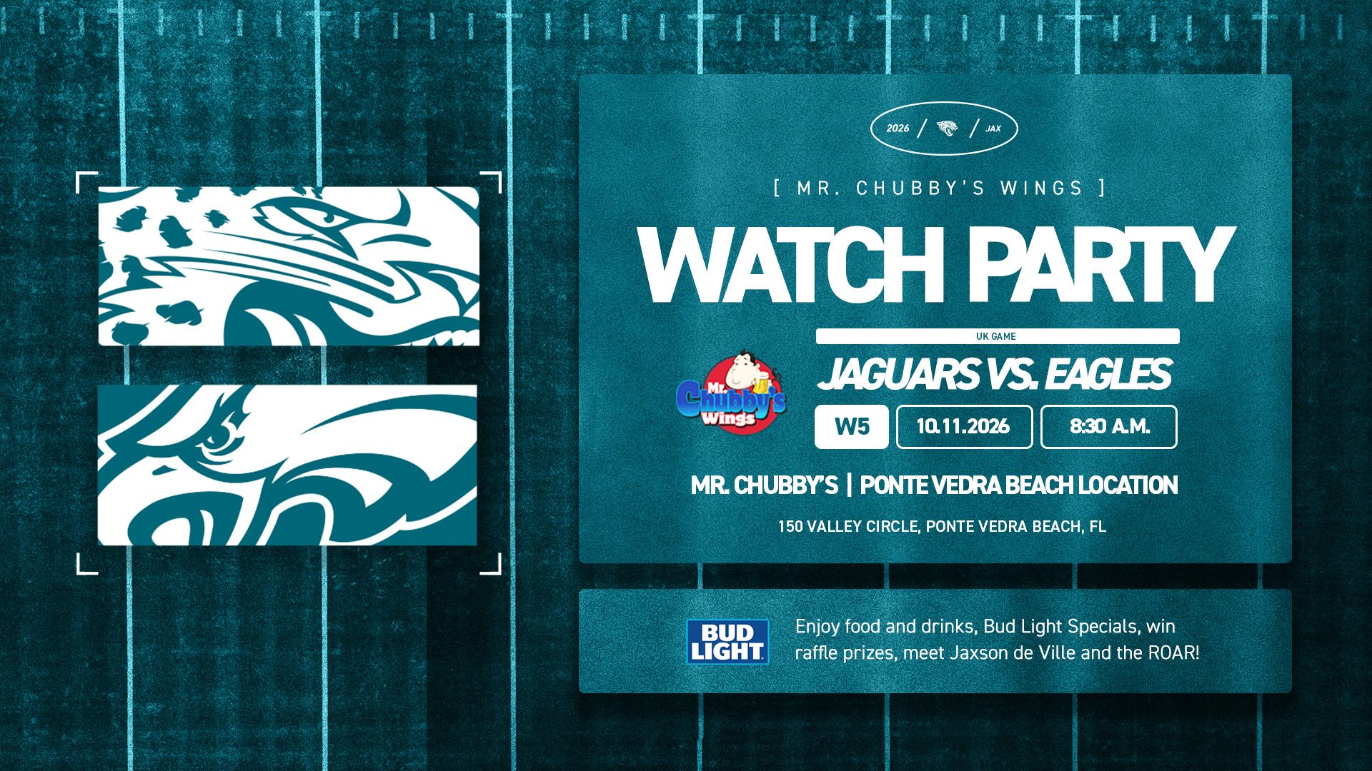 Join us for our Week 5 Watch Party at Mr. Chubby's!