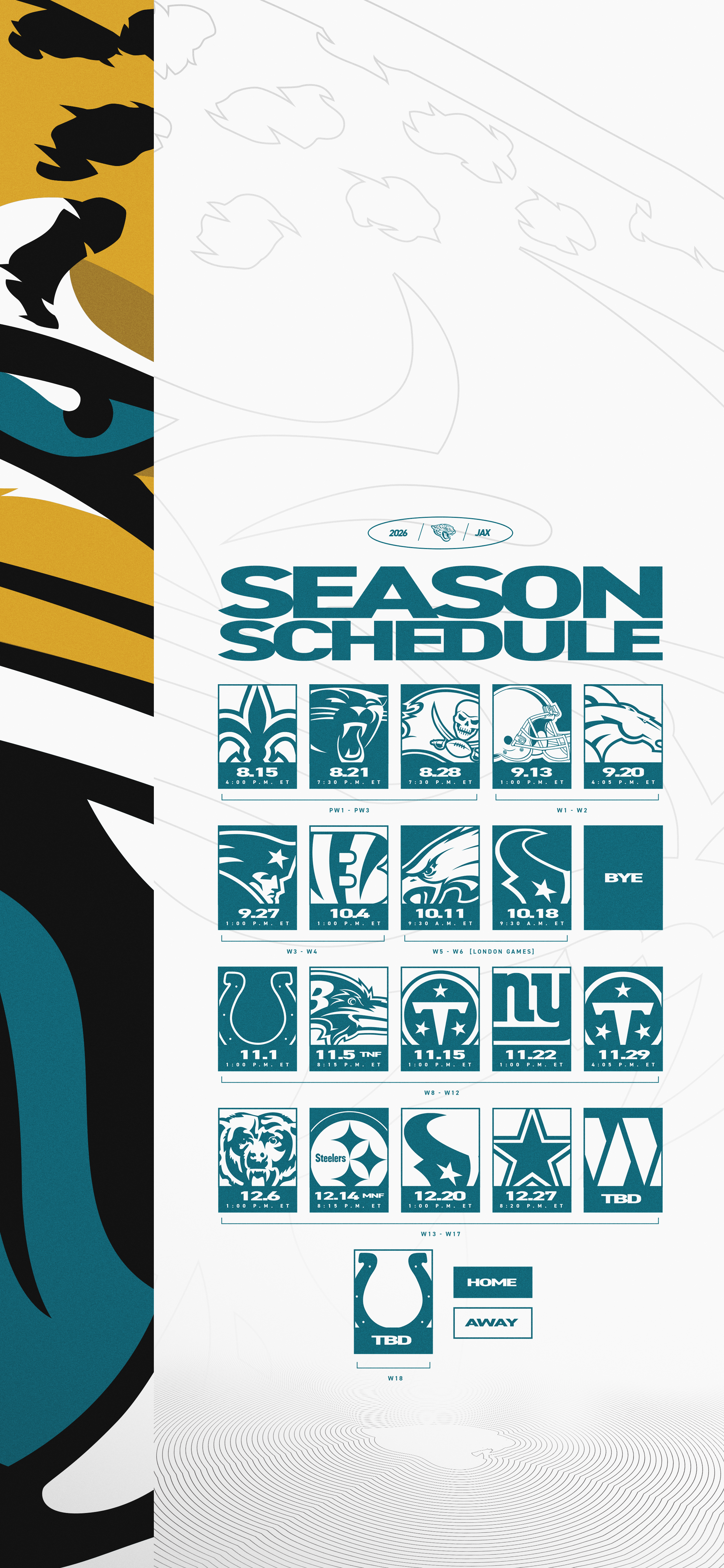 JAGUARS 2026 SCHEDULE - WHITE