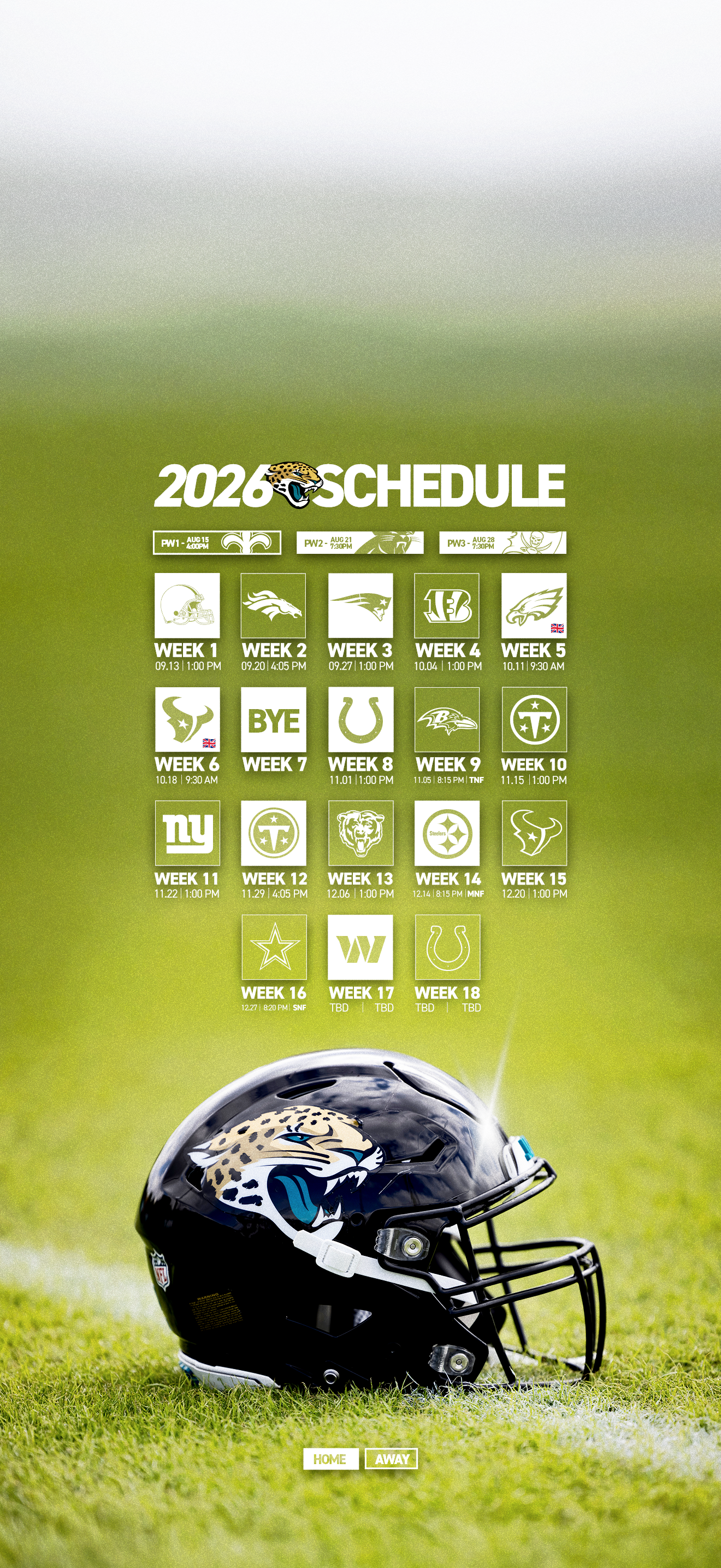 JAGUARS 2026 SCHEDULE - HELMET