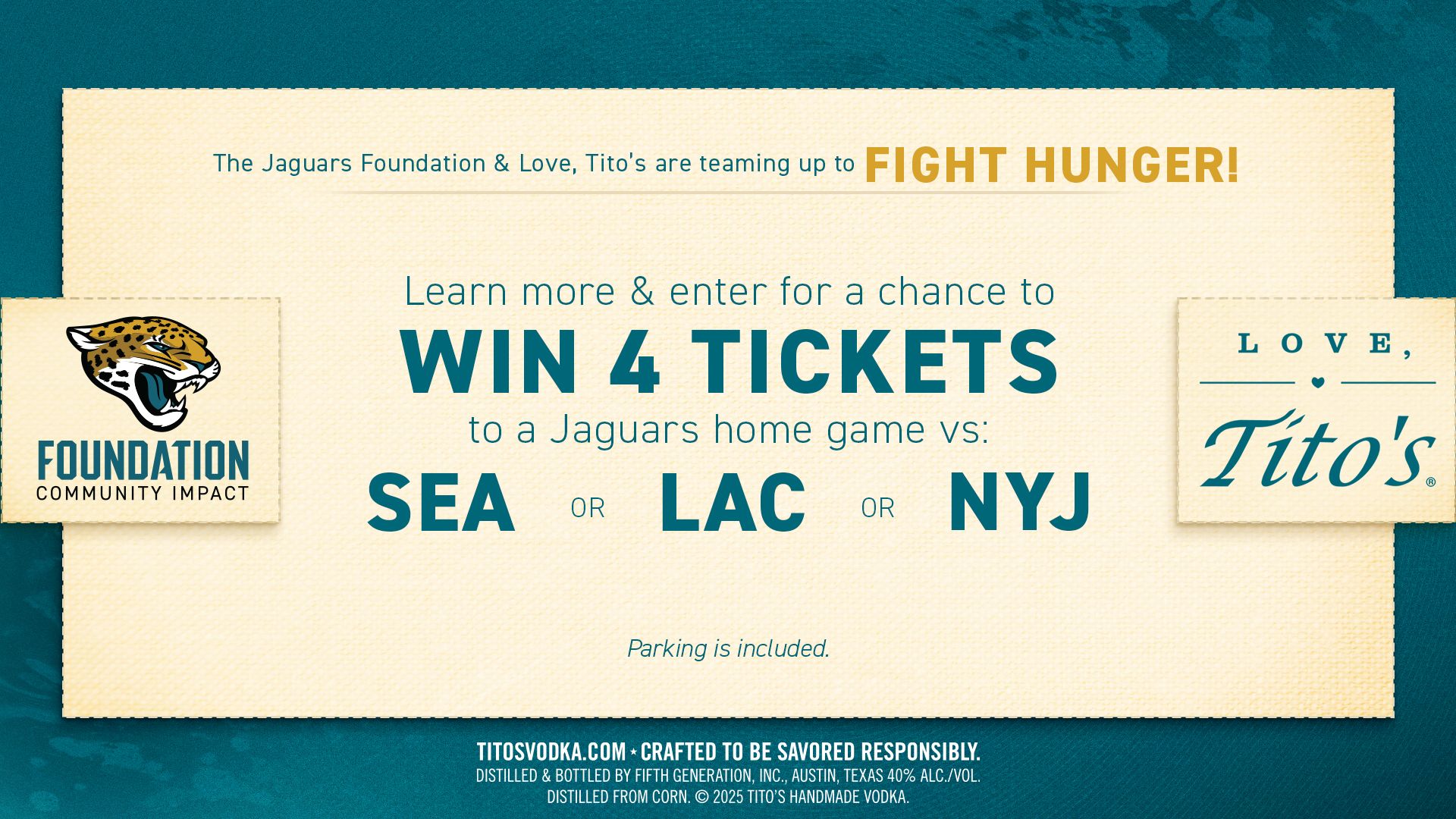 Love, Tito's & Jaguars Foundation ‼️