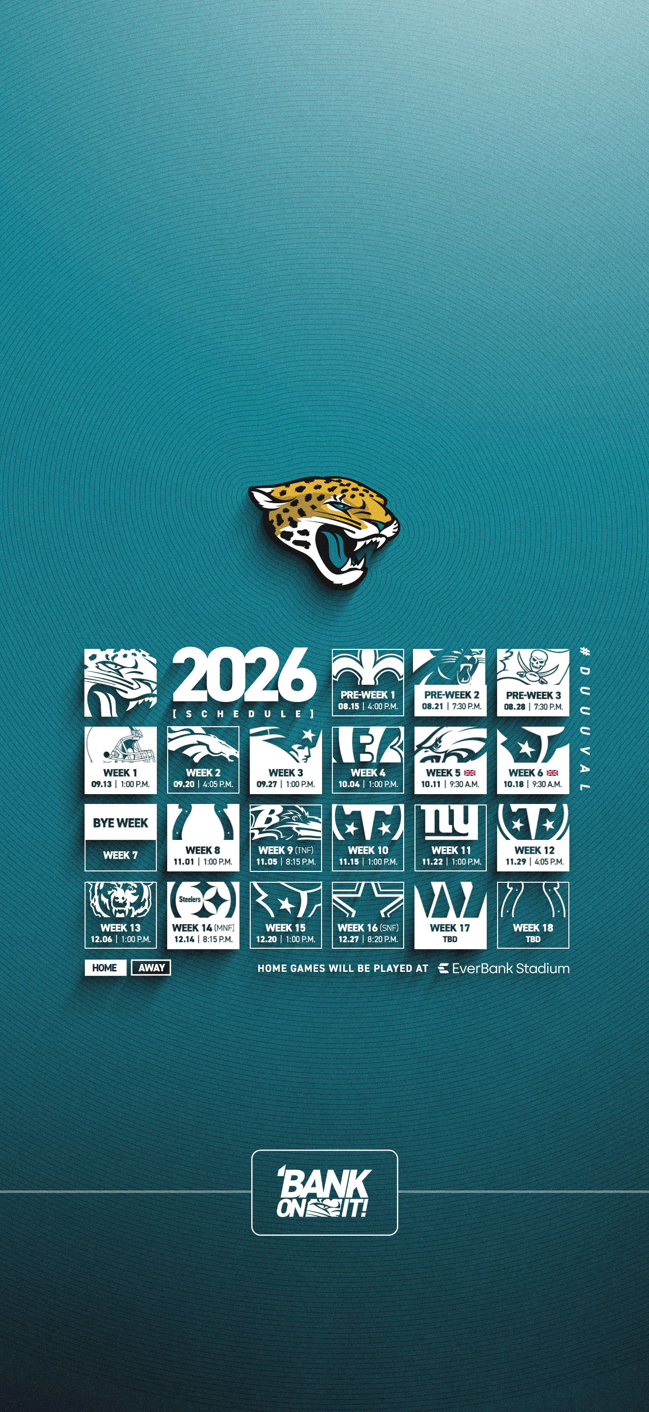 JAGUARS 2026 SCHEDULE - TEAL