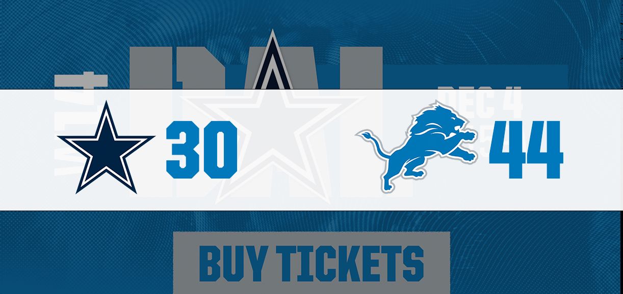 Regular Season Week 14 Cowboys vs Lions Buy Tickets