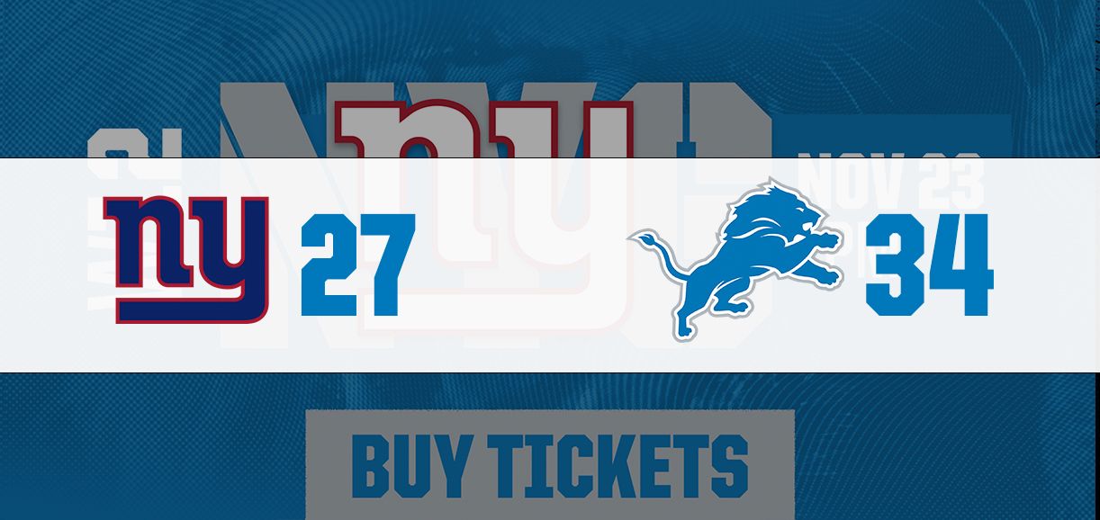 Regular Season Week 12 Giants vs Lions Buy Tickets