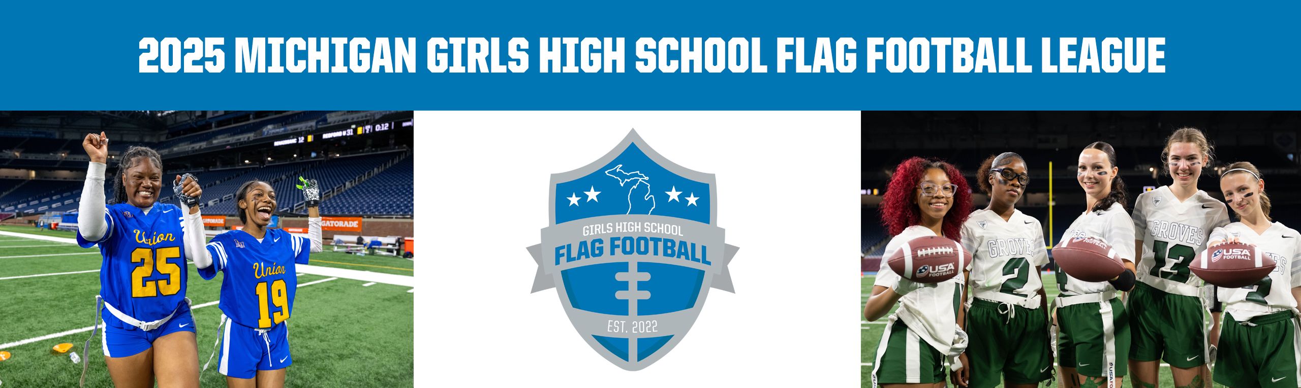 2025 Michigan Girls High School Flag Football League Header