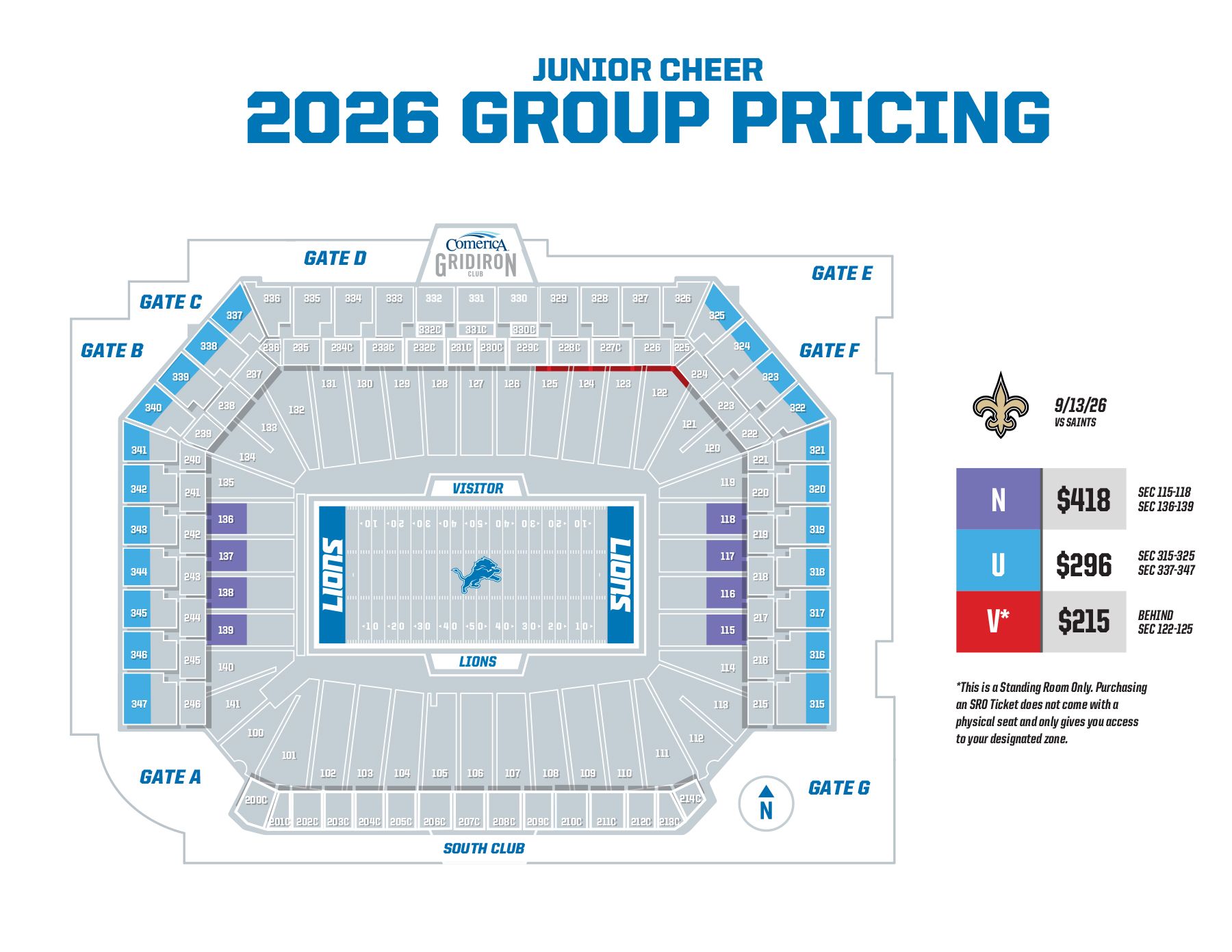 Junior Cheer Group Pricing Map