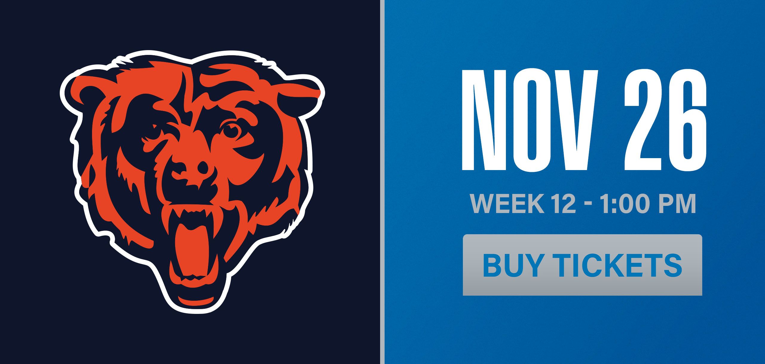 Regular Season Week 12 Bears vs Lions Buy Tickets