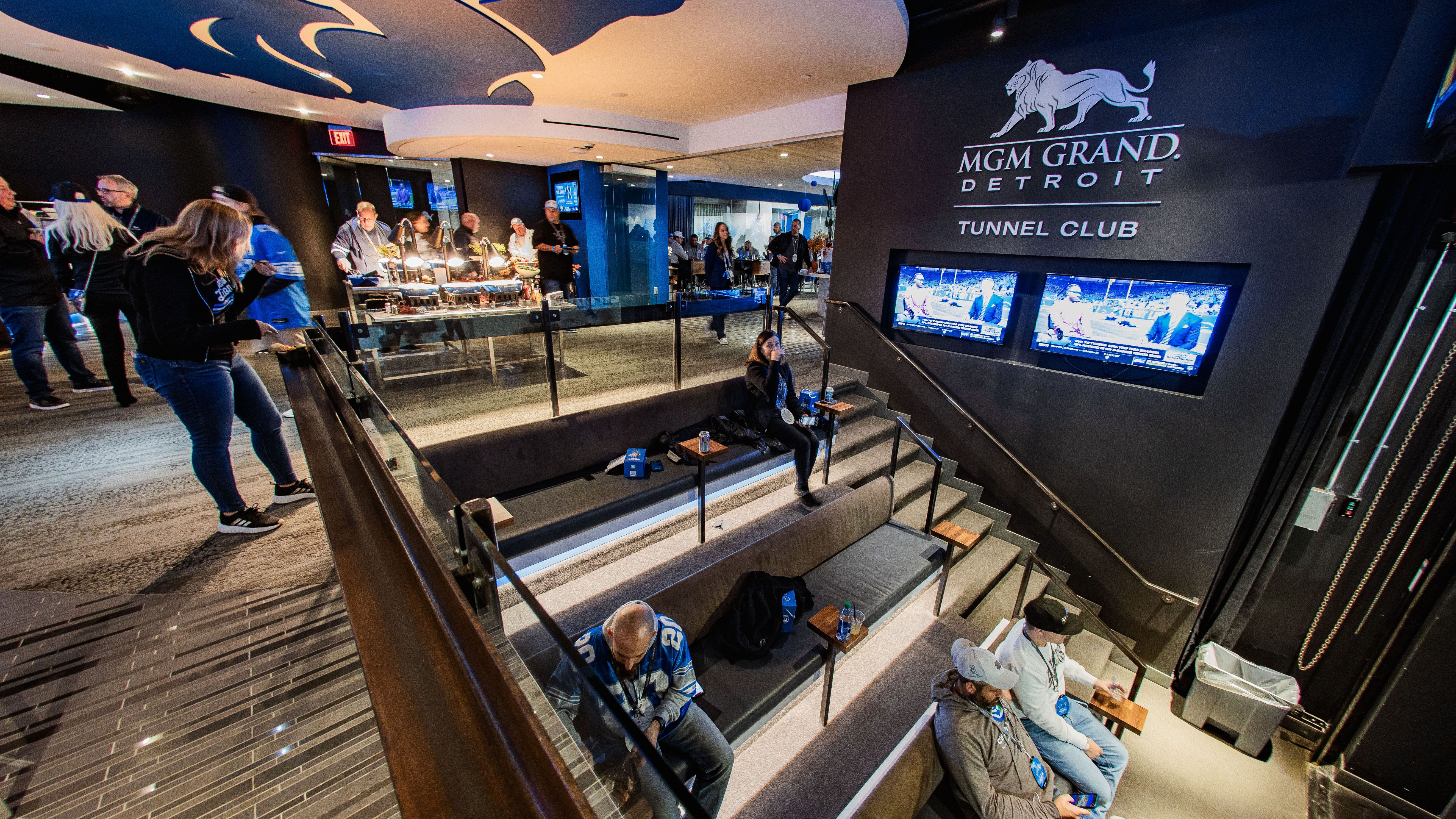 Guests at the MGM Tunnel Club during LVvsDET at Ford Field in Detroit, MI on October 30, 2023. (Matt Nguyen)