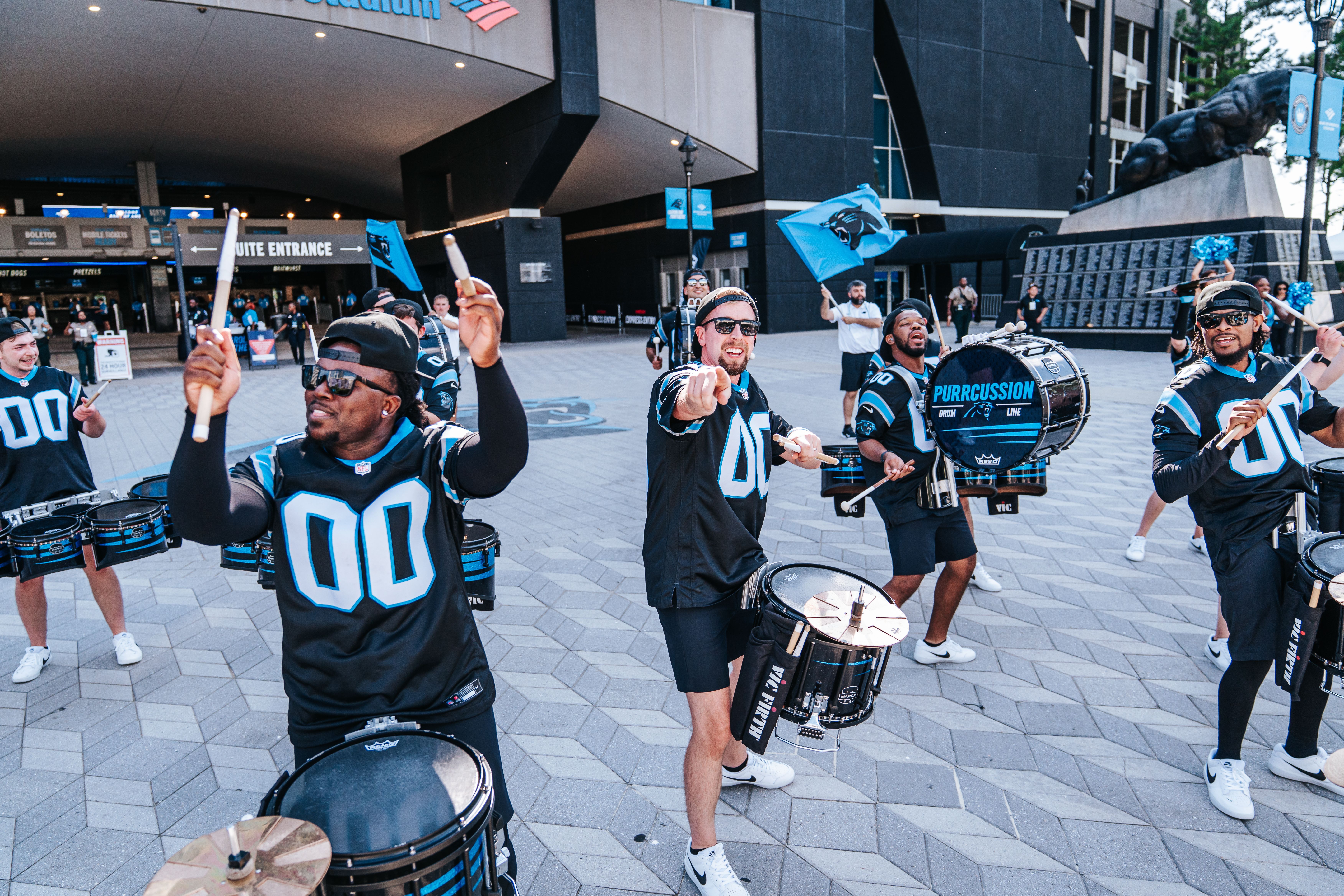 Experience the power, energy, and excitement of PurrCussion—the Carolina Panthers drumline!