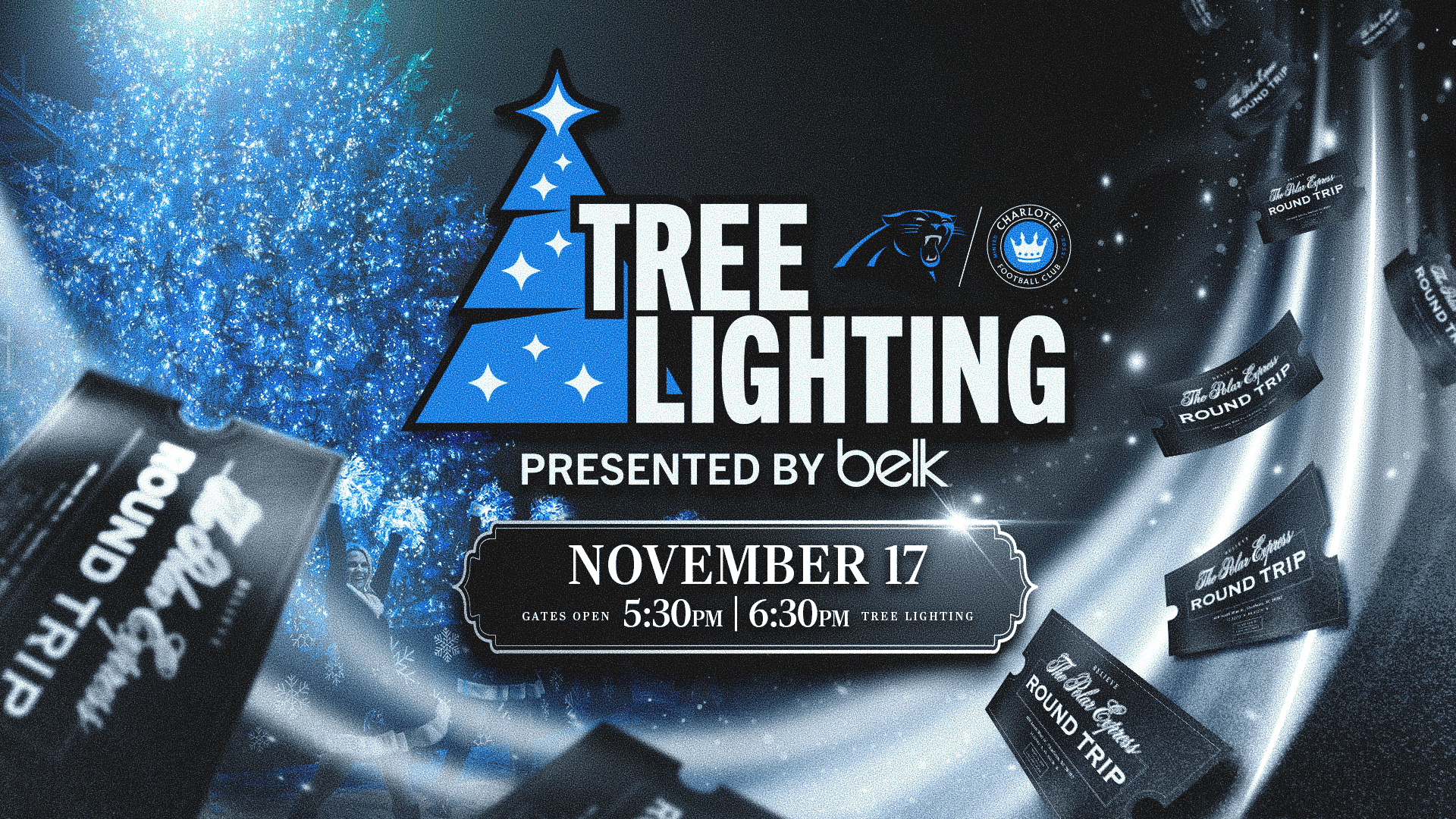 Carolina Panthers and Charlotte FC Host Annual Tree Lighting Presented by Belk at Bank of America Stadium