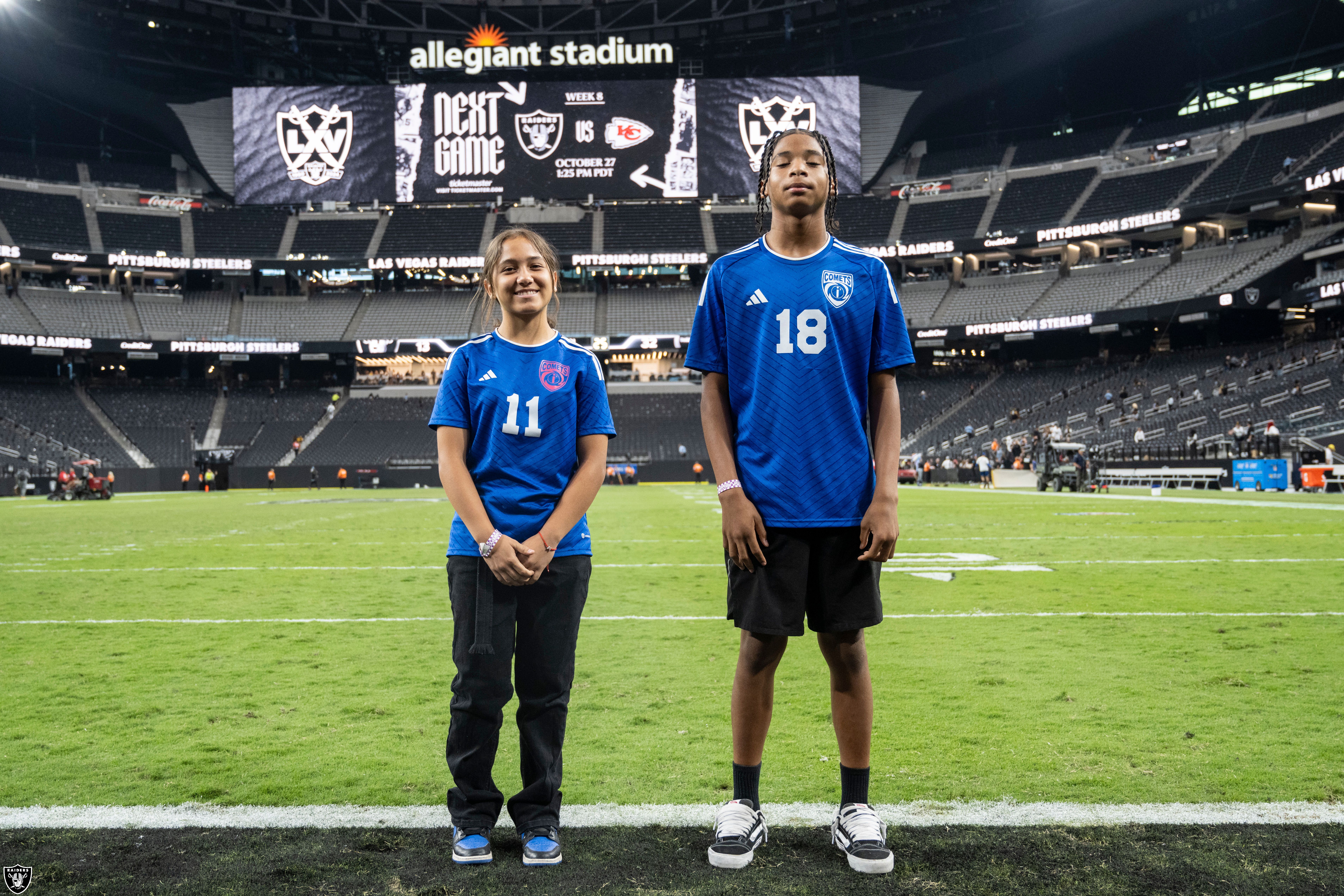 Fans on the field after the regular season home game against the Pittsburgh Steelers at Allegiant Stadium, Sunday, October 13, 2024, in Las Vegas, Nev. The Las Vegas Raiders lost 32-13.
