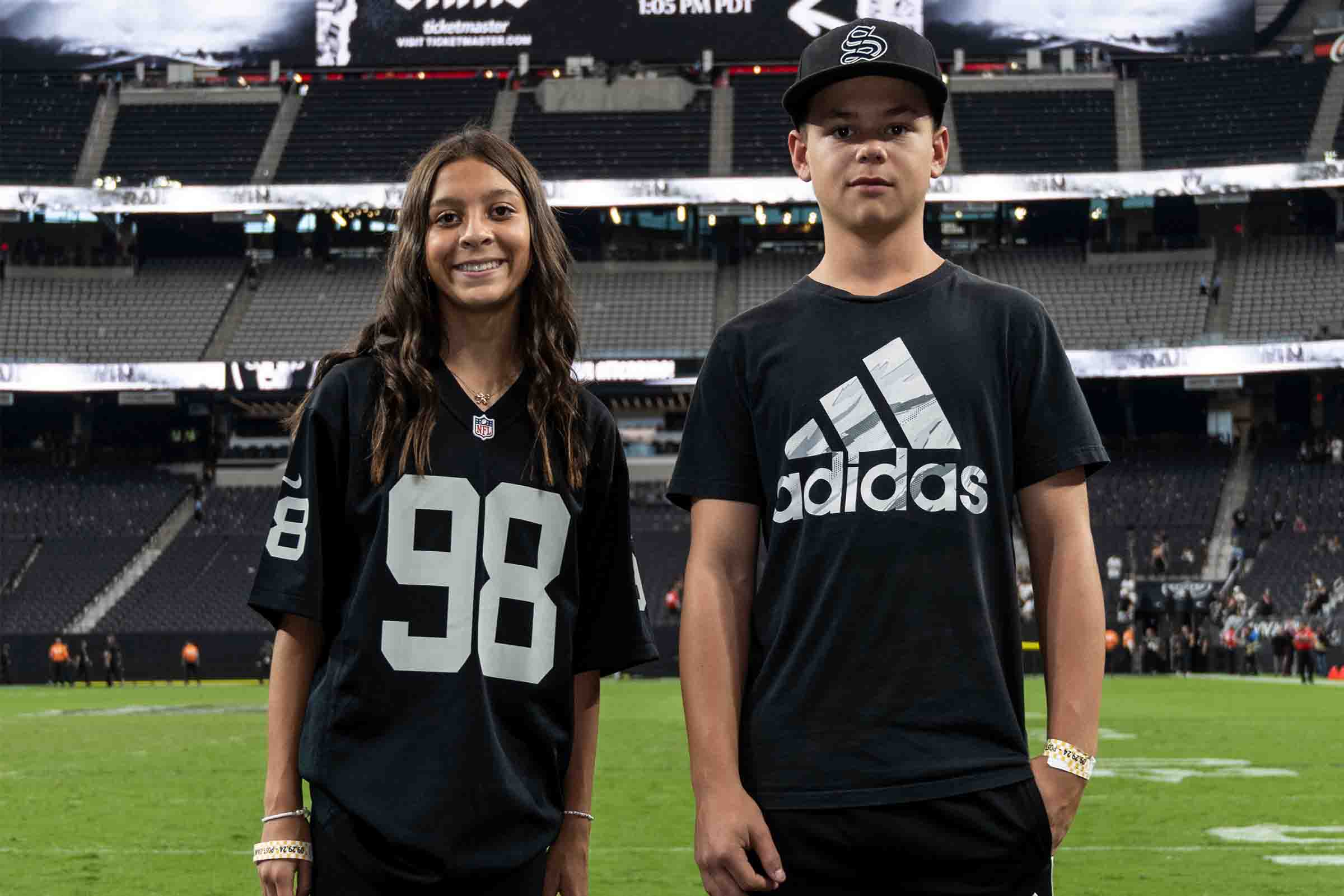 Fans on the field the regular season home game against the Cleveland Browns, Sunday, September 29, 2024, in Las Vegas, Nev. The Las Vegas Raiders won 20-16.