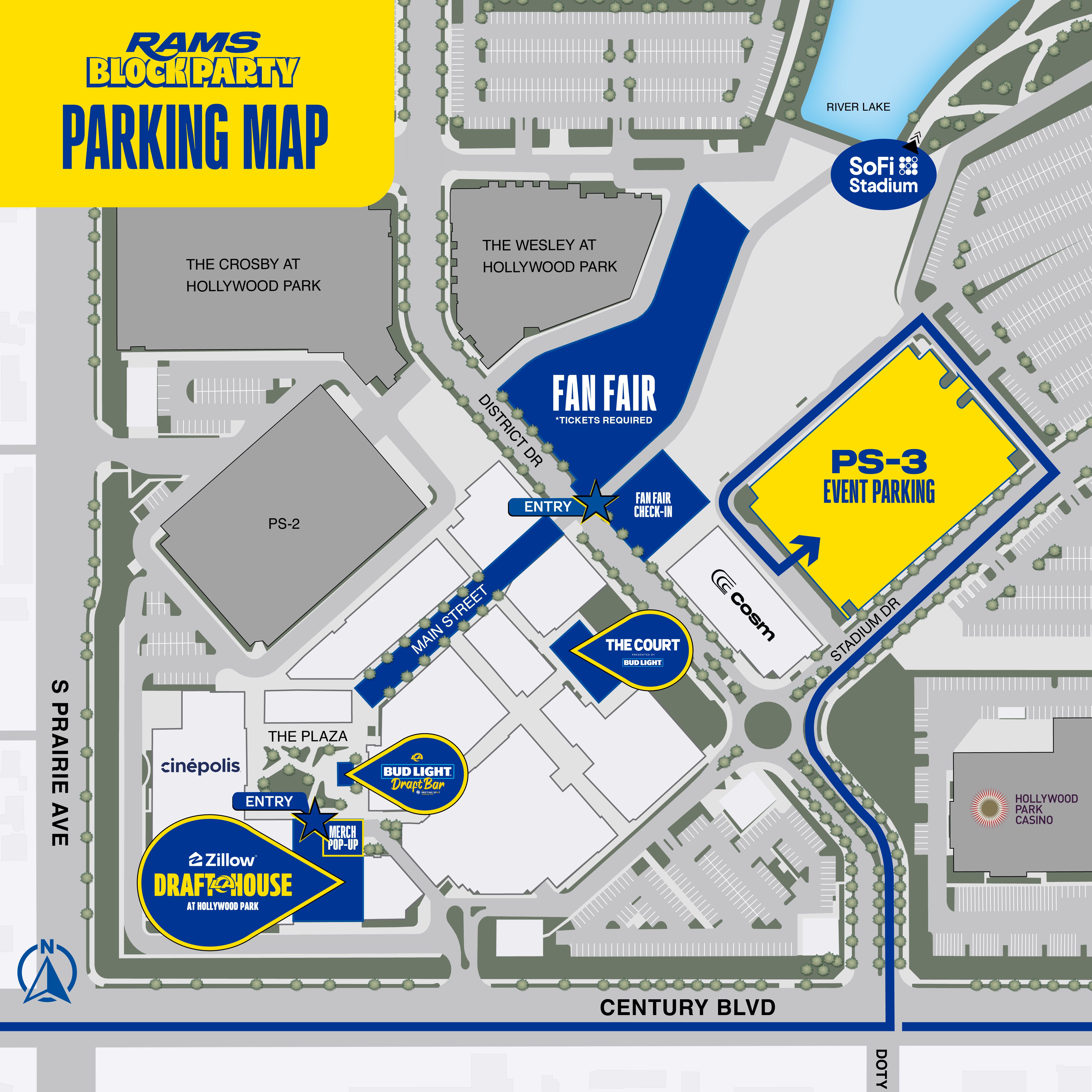 PS3 Parking Structure: 3951 W. Century Blvd, Inglewood, CA 90305.
