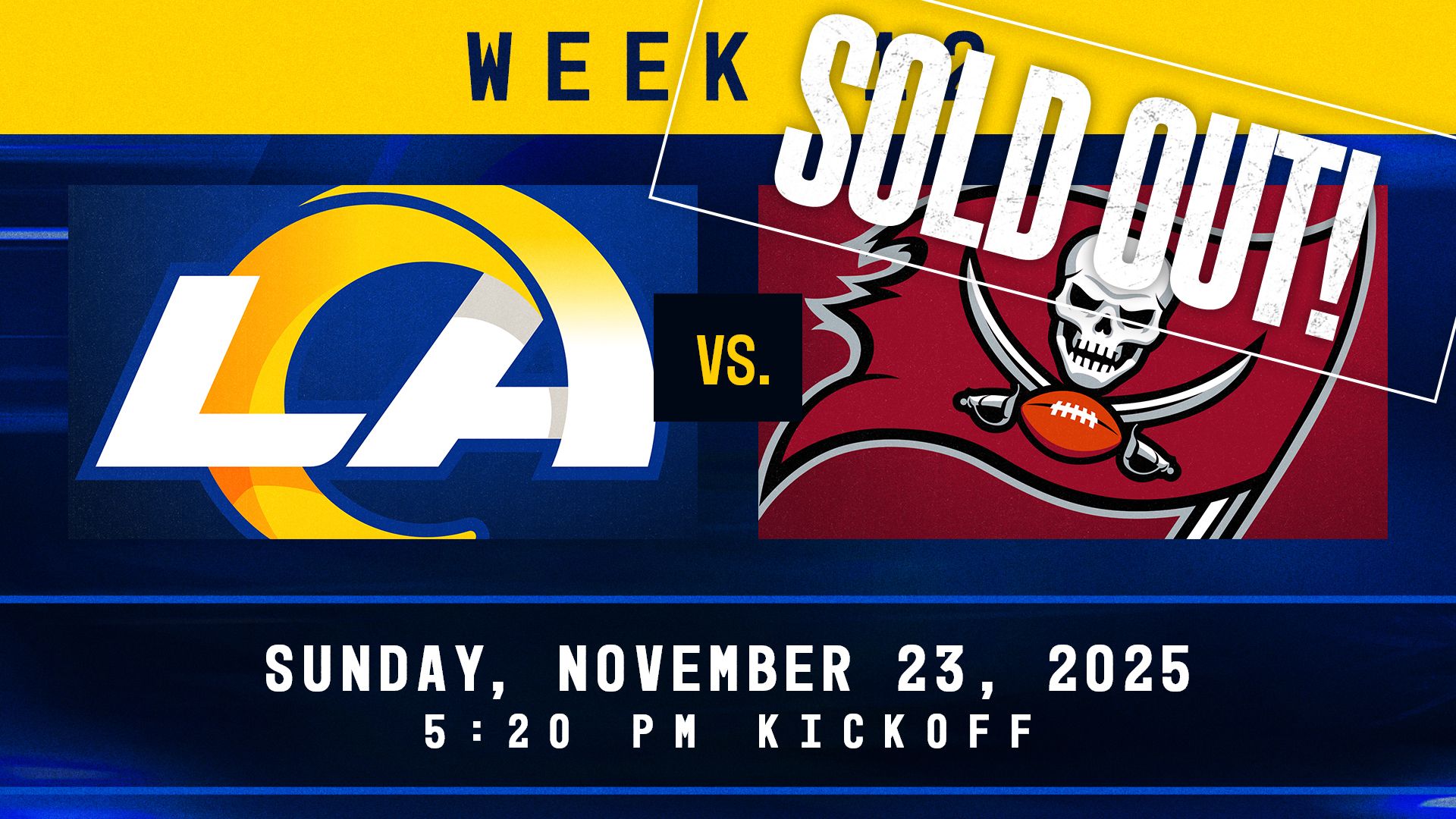 Game 3: Sunday, November 23rd: LA Rams vs. Tampa Bay Buccaneers