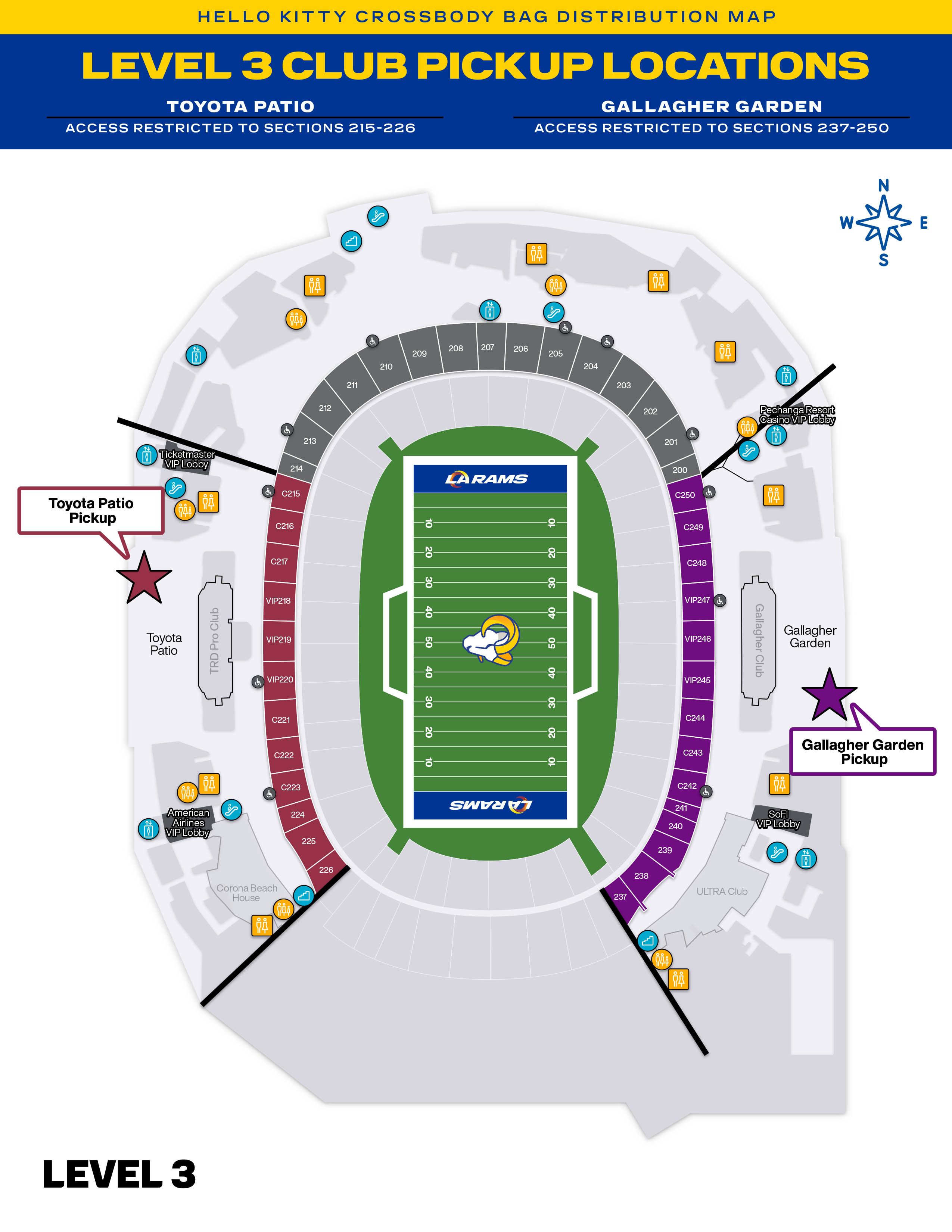 Toyota Patio Club and Gallagher Garden Pickup Locations