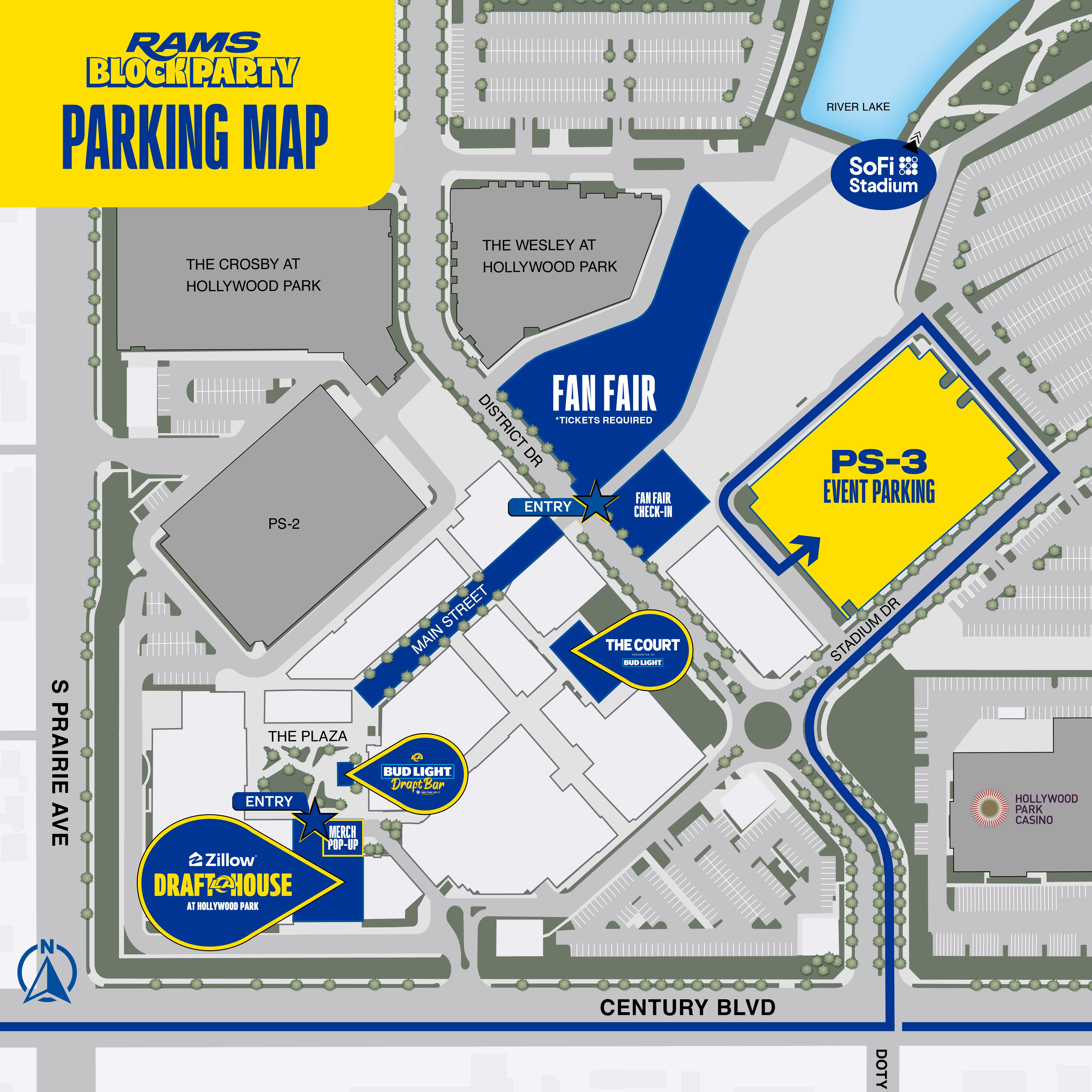PS3 Parking Structure: 3951 W. Century Blvd, Inglewood, CA 90305.