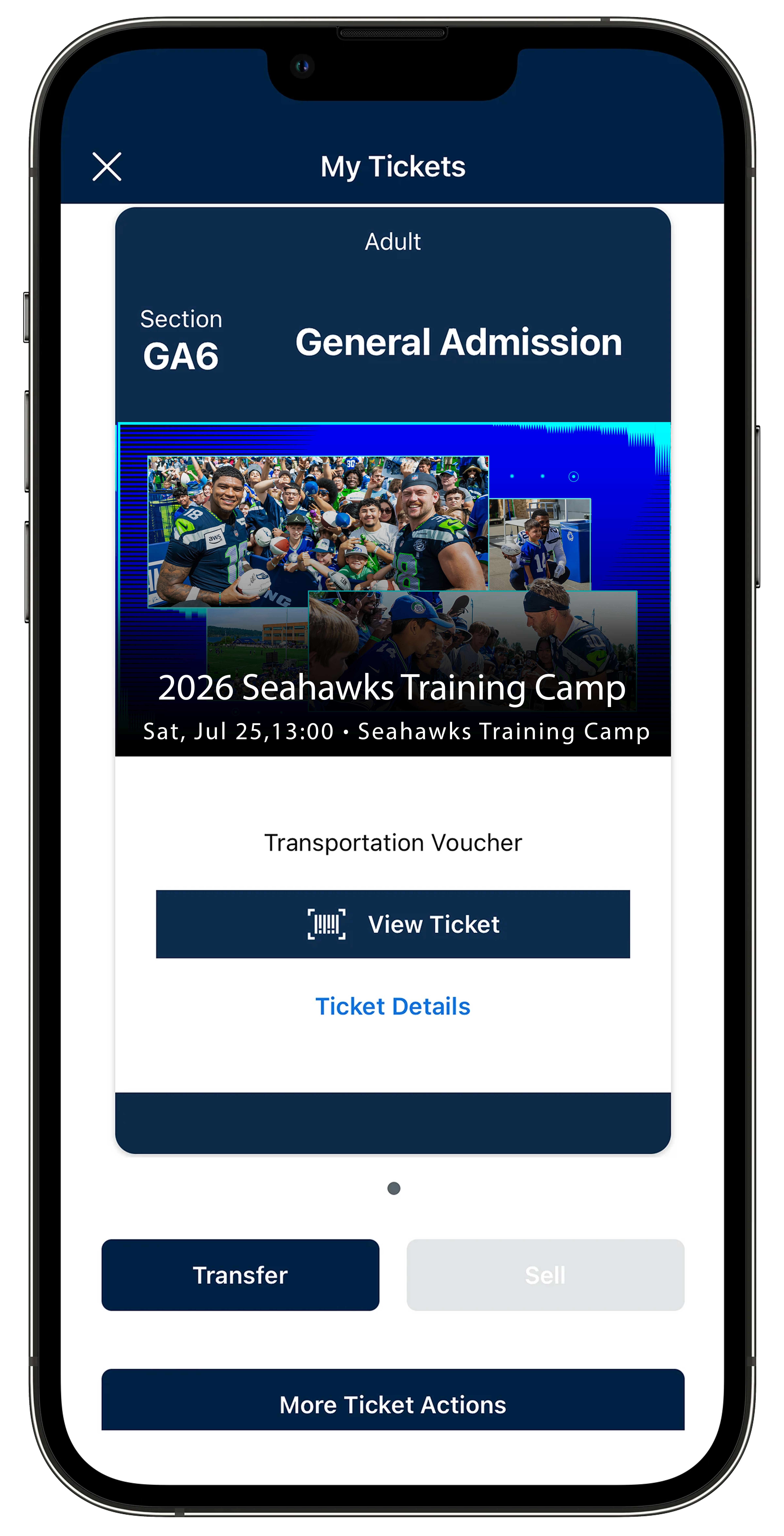 A Seahawks Mobile App Training Camp ticket