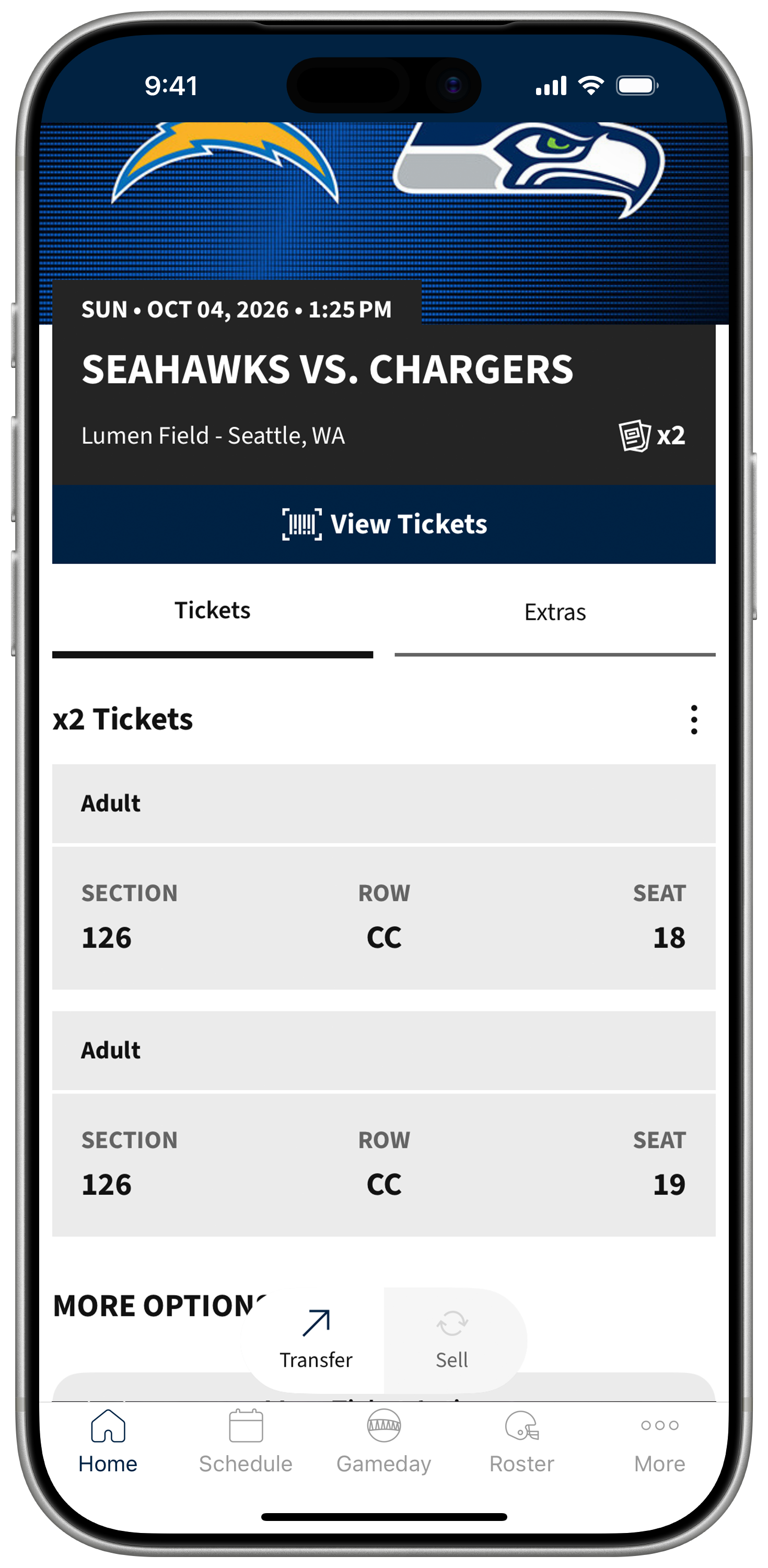 The Seahawks Mobile App My Tickets Page