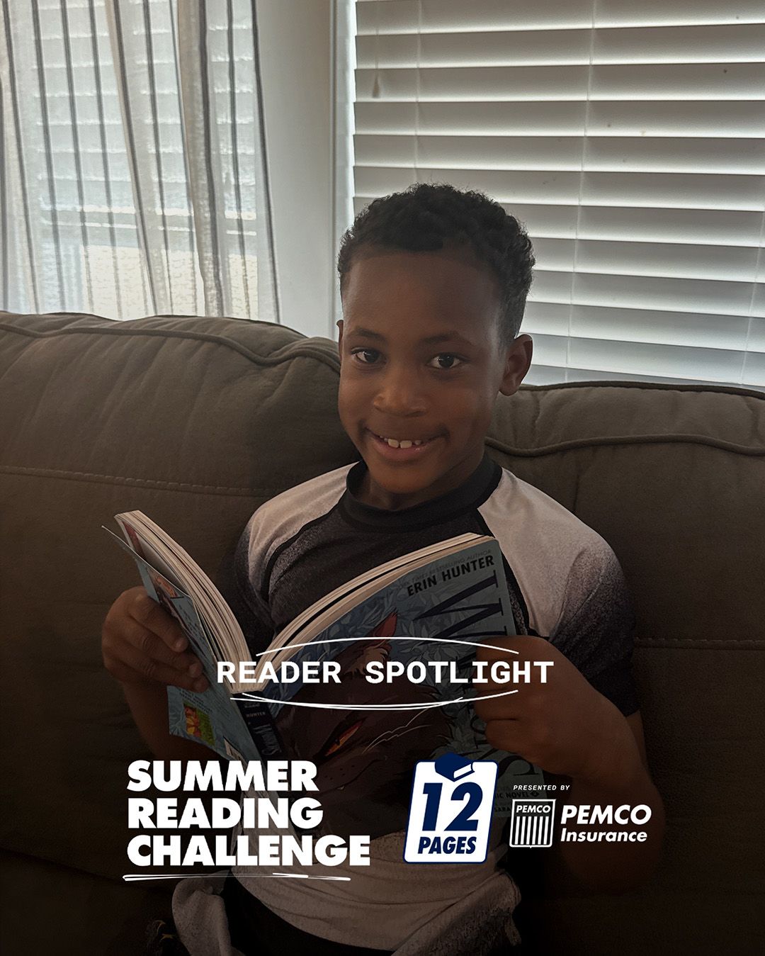 A photo of Joshua reading - Reader Spotlight - Summer Reading Challenge