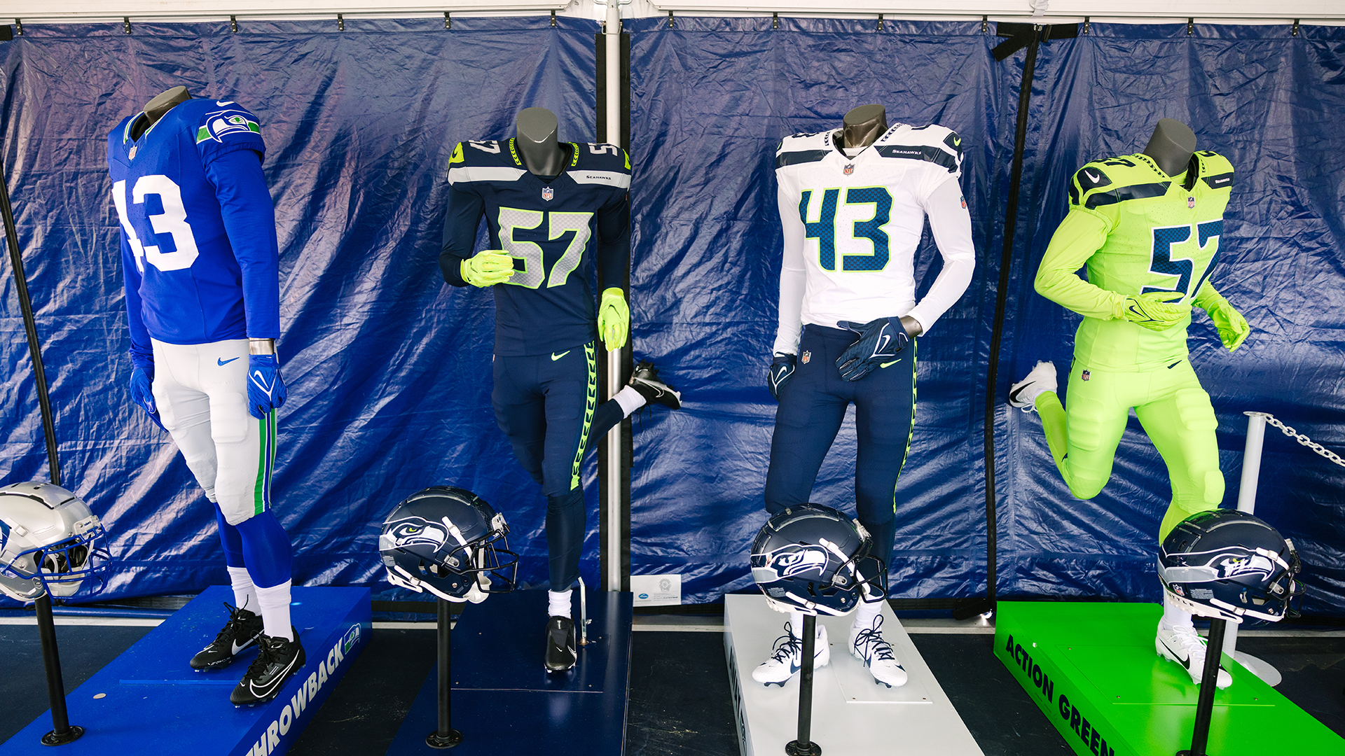 A Seahawks Uniform Display