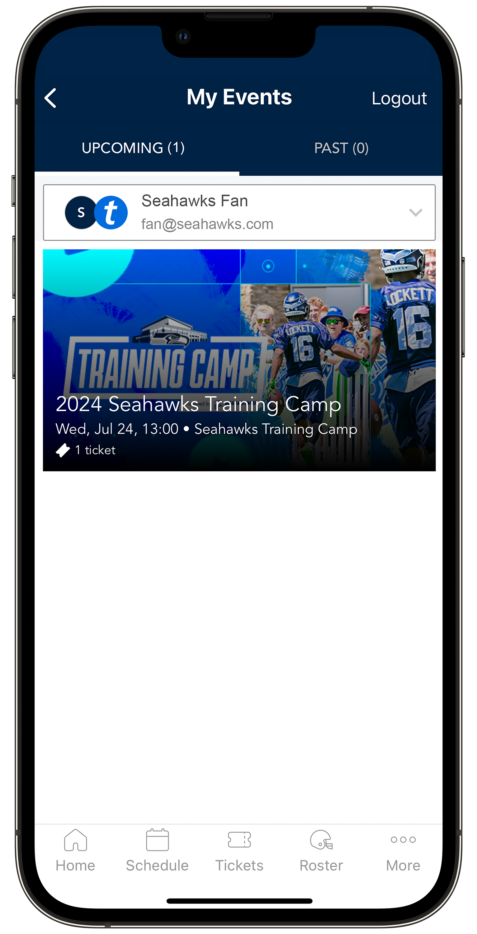 The Seahawks Mobile App My Events Page