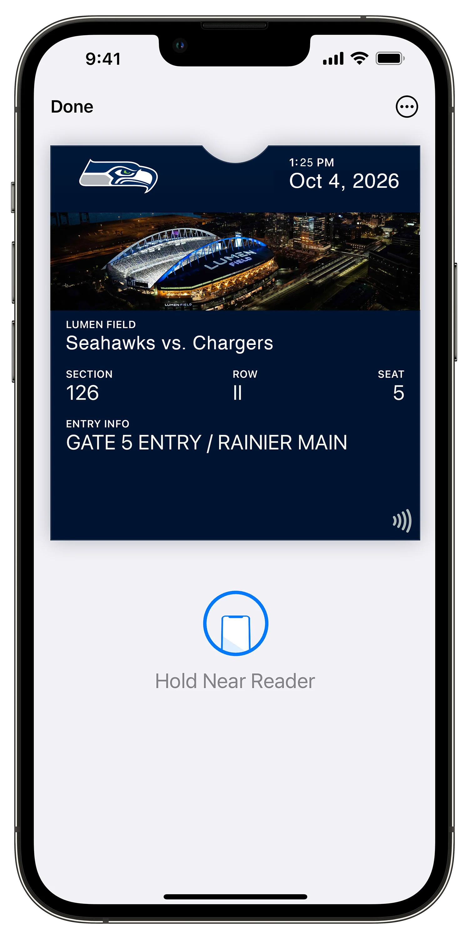 Seahawks Mobile App Ticket Page