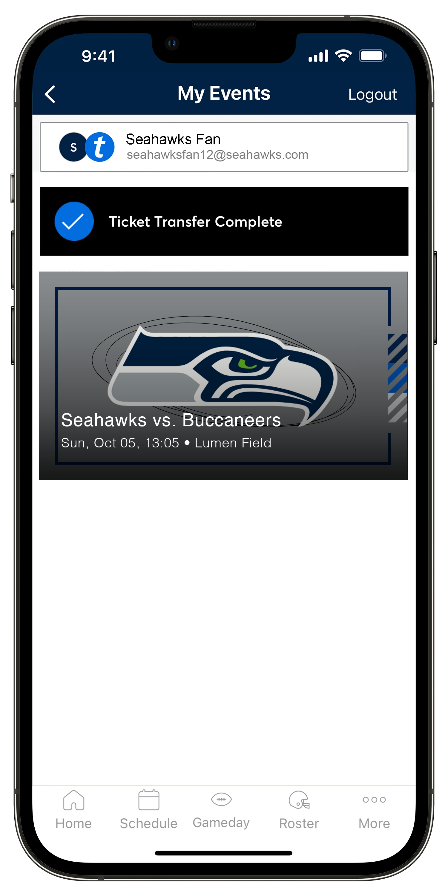 Seahawks Mobile App My Tickets Page