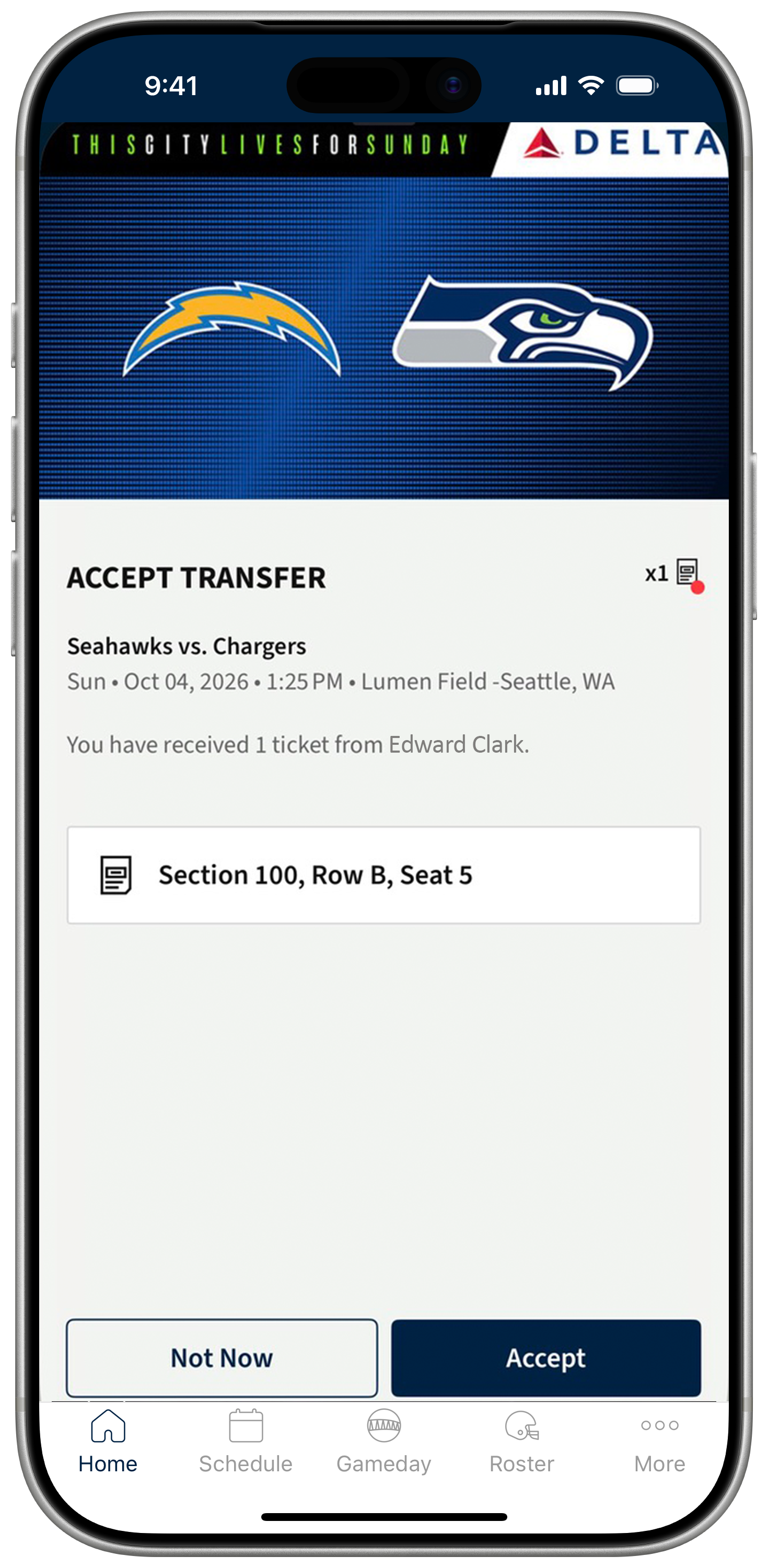 Seahawks Mobile App My Tickets Page
