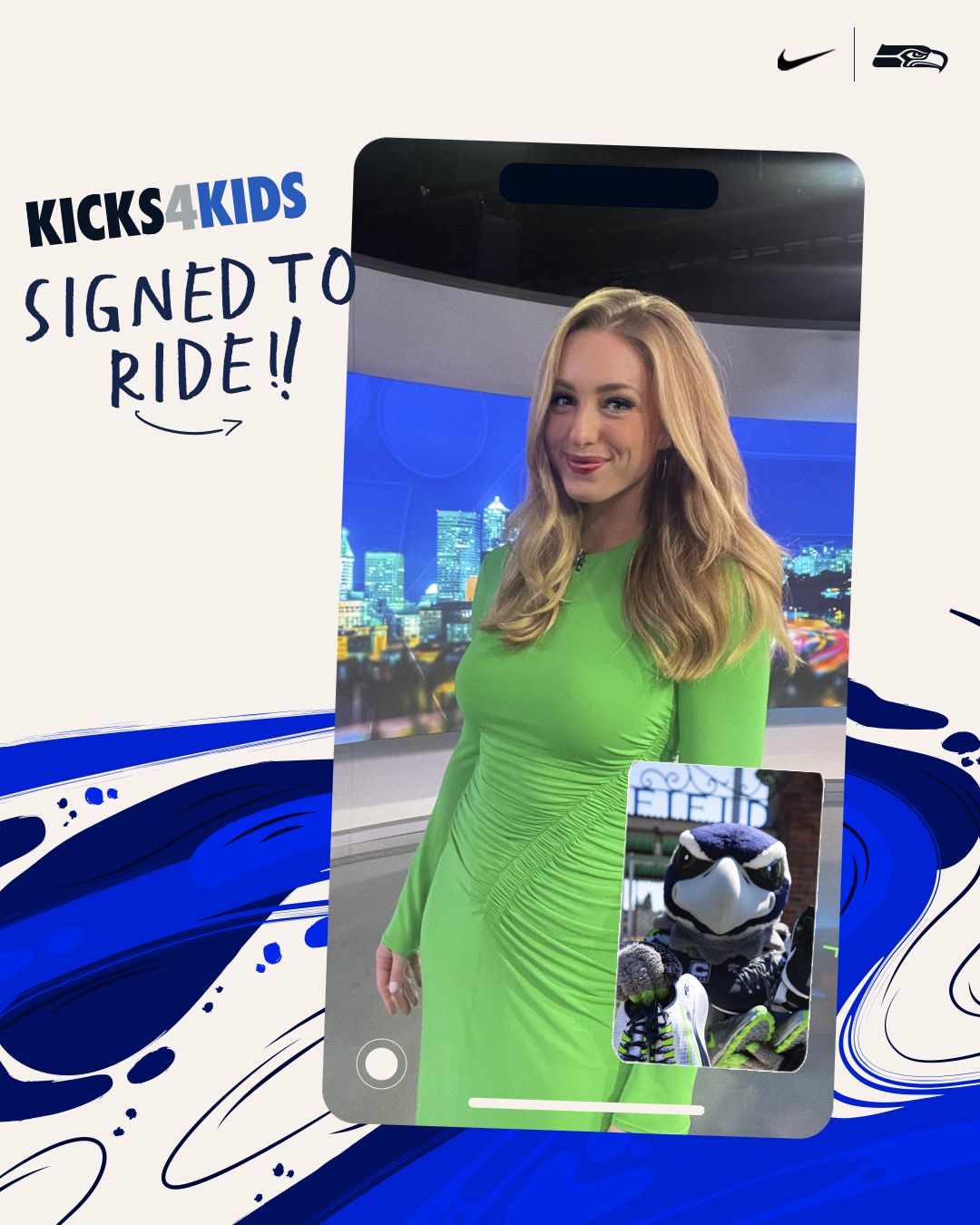 Madison Wade on a FaceTime with Blitz with the text SIGNED TO RIDE