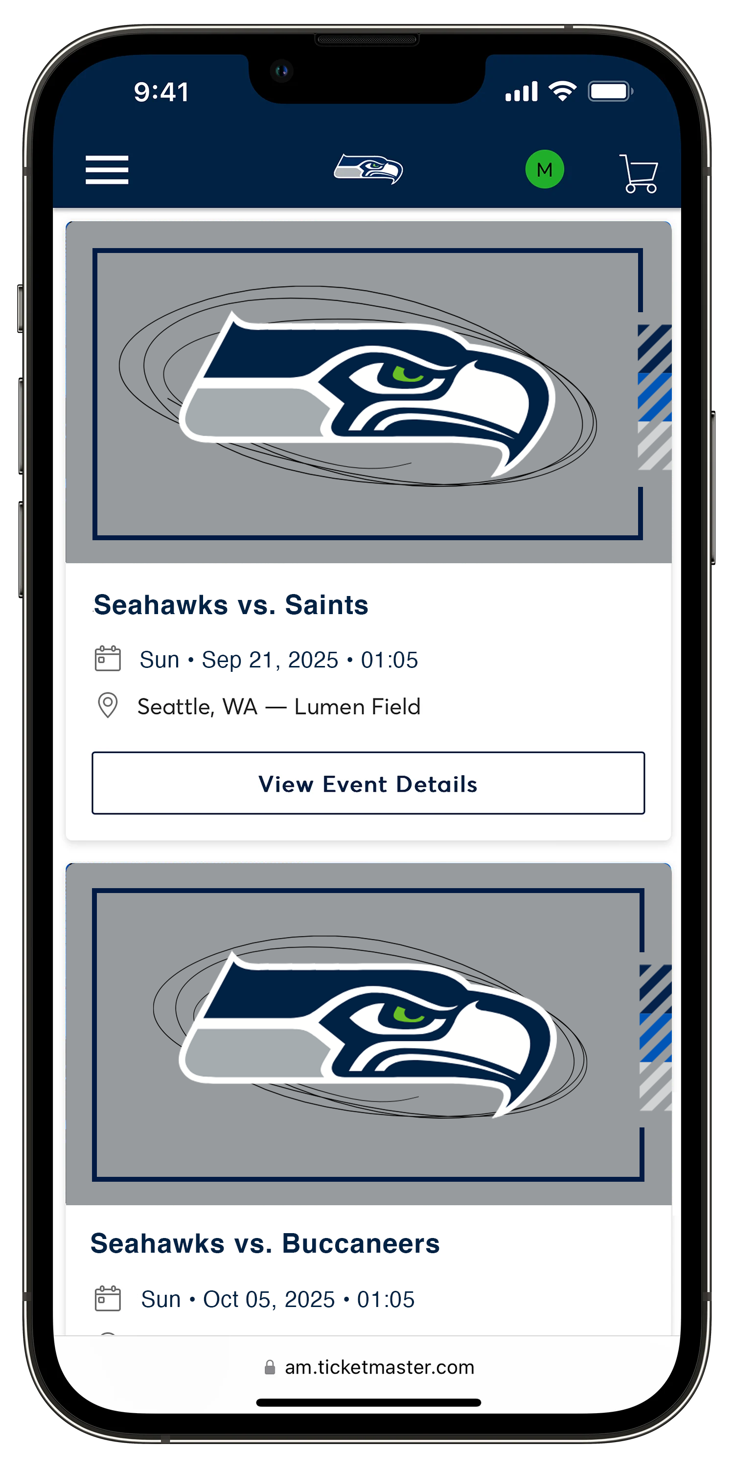 The Seahawks Account Manager Tickets Page