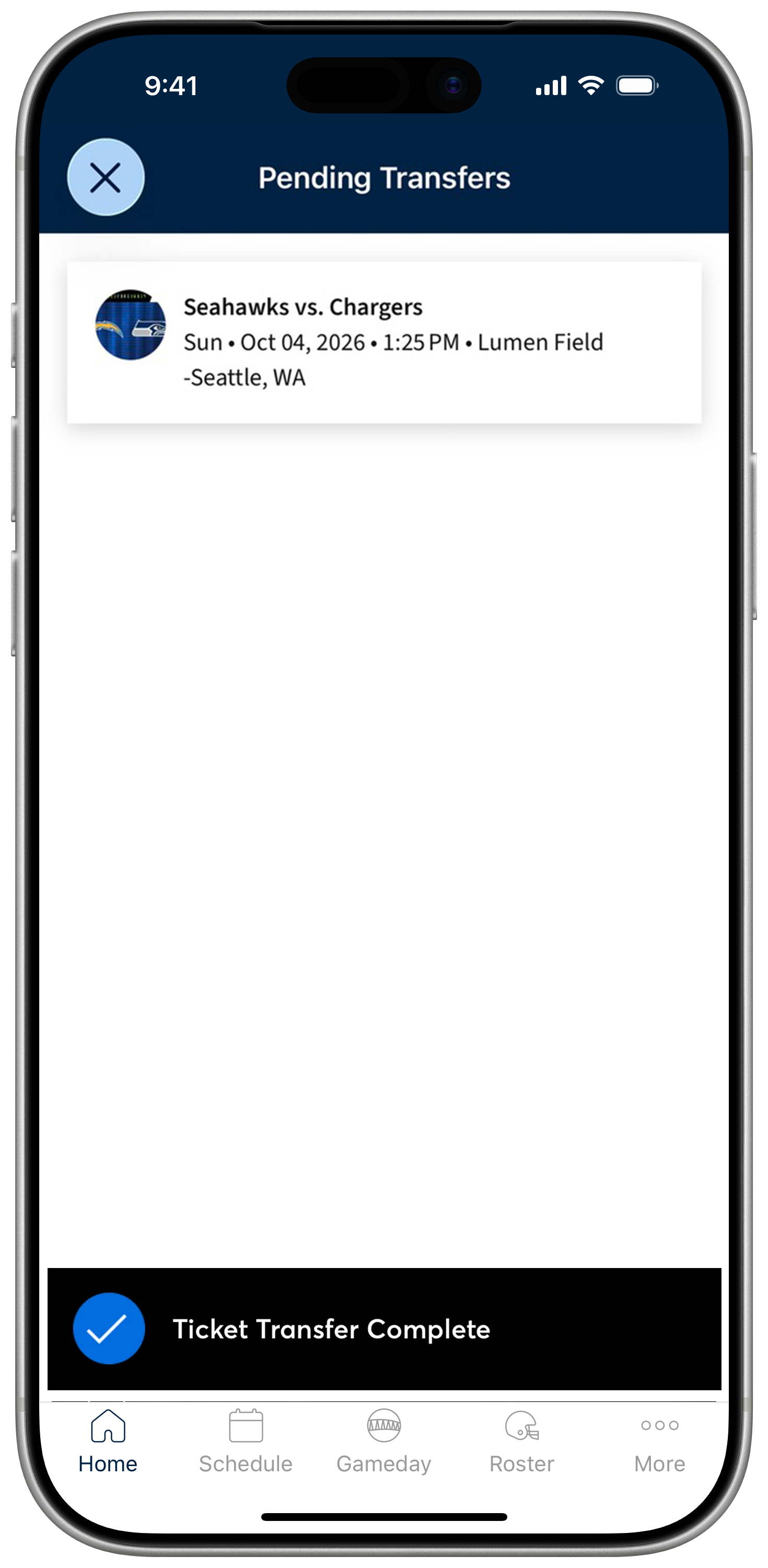 Seahawks Mobile App My Tickets Page