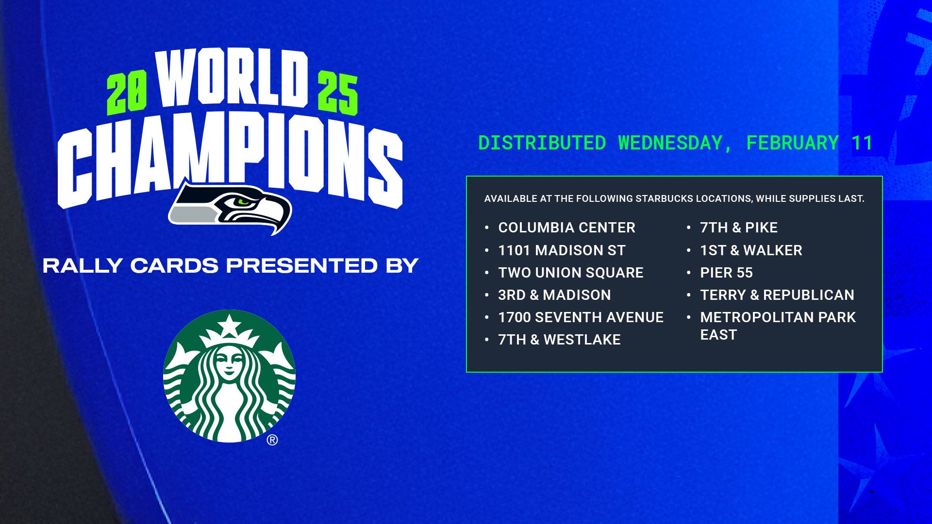 World Champions Rally Card, presented by Starbucks