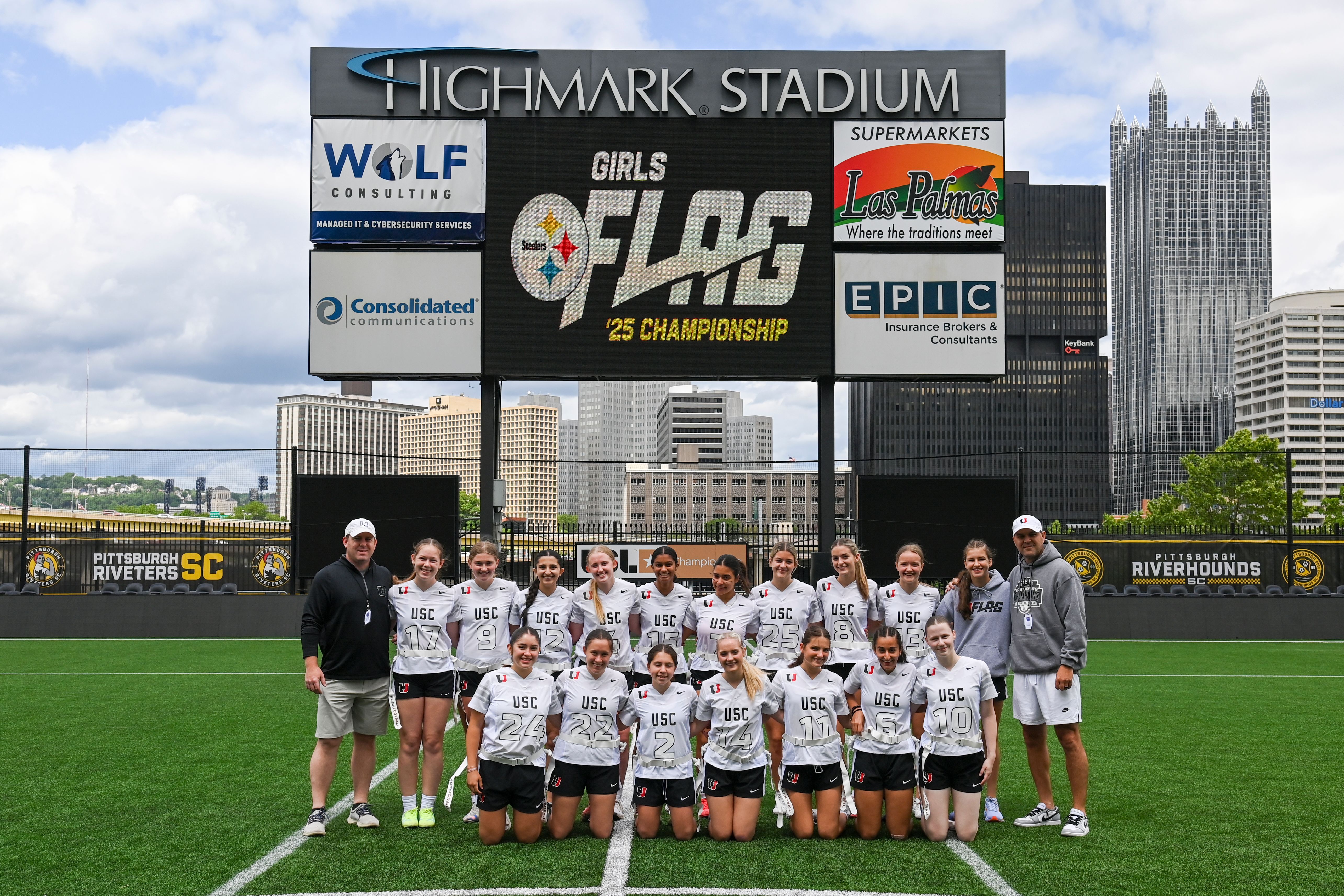 The Steelers’ Girls High School Flag Football Championship take place on Sunday, May 18, 2024 at Highmark Stadium. (Brad Oskowski / Pittsburgh Steelers)