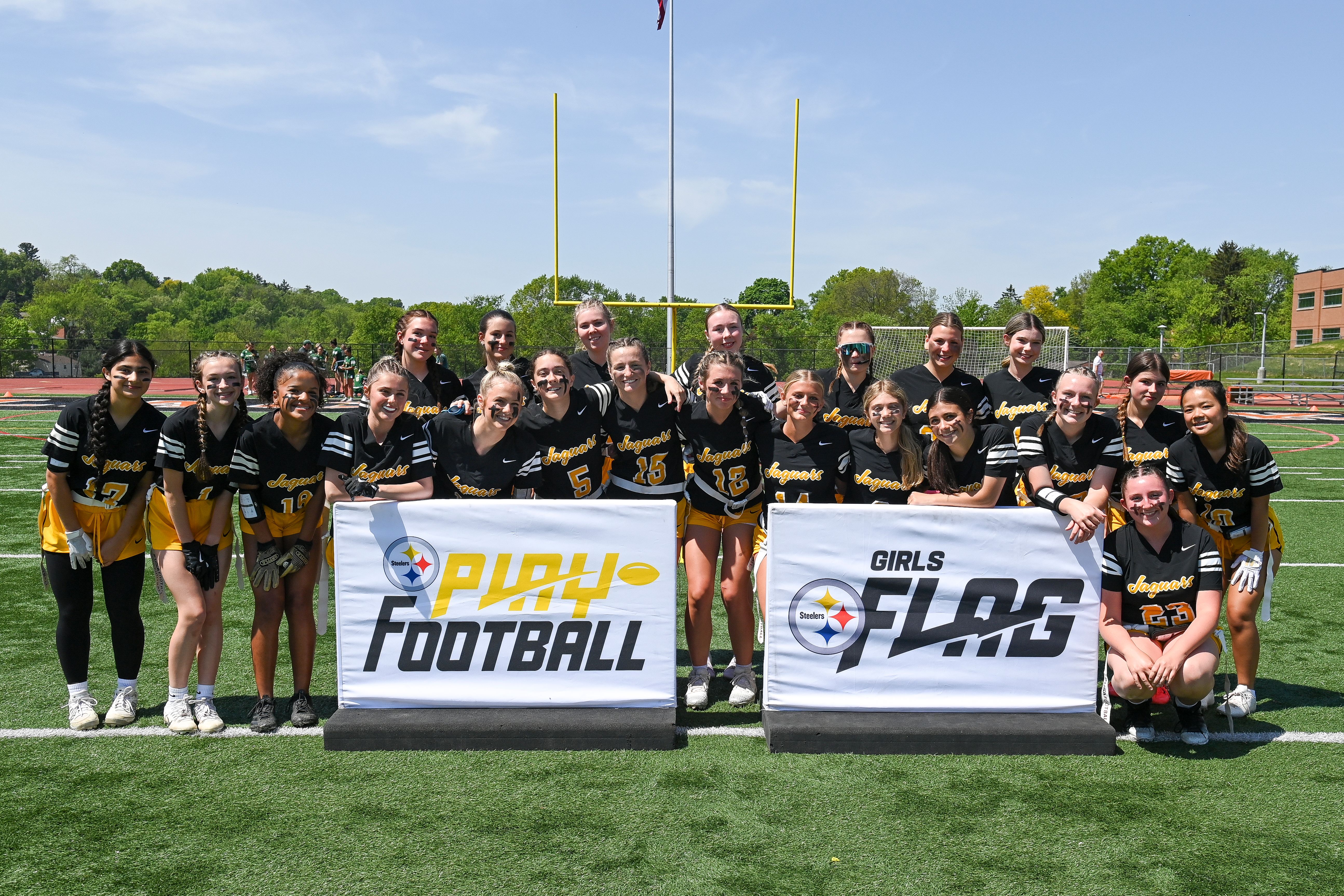 Week 6 of the Steelers’ Girls High School Flag Football season on Sunday, May 11, 2024 at Bethel Park High School. (Brad Oskowski / Pittsburgh Steelers)