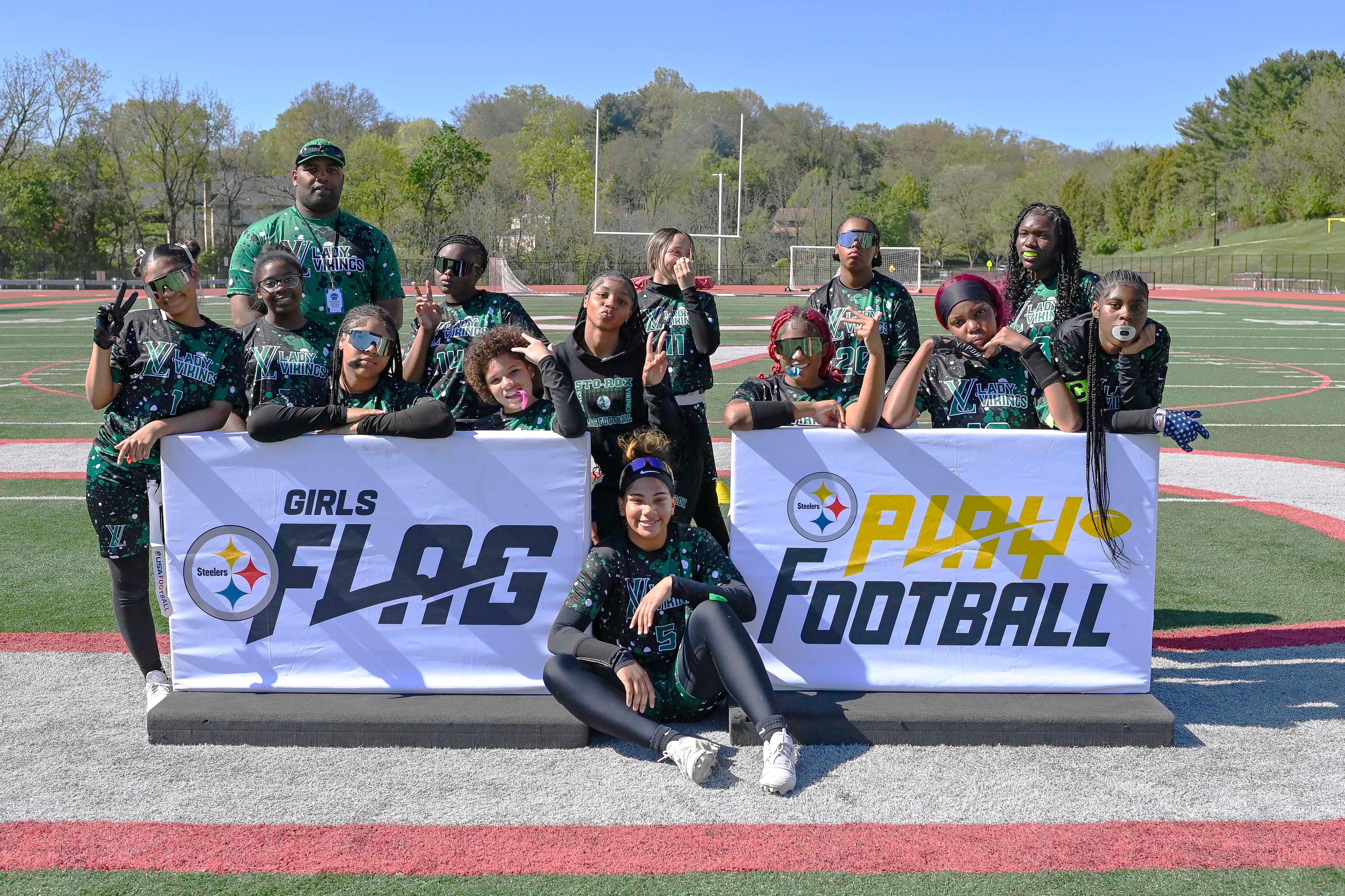 Week 4 of the Steelers’ Girls High School Flag Football season on Sunday, April 27, 2025 at Upper St. Clair High School. (Brad Oskowski / Pittsburgh Steelers)