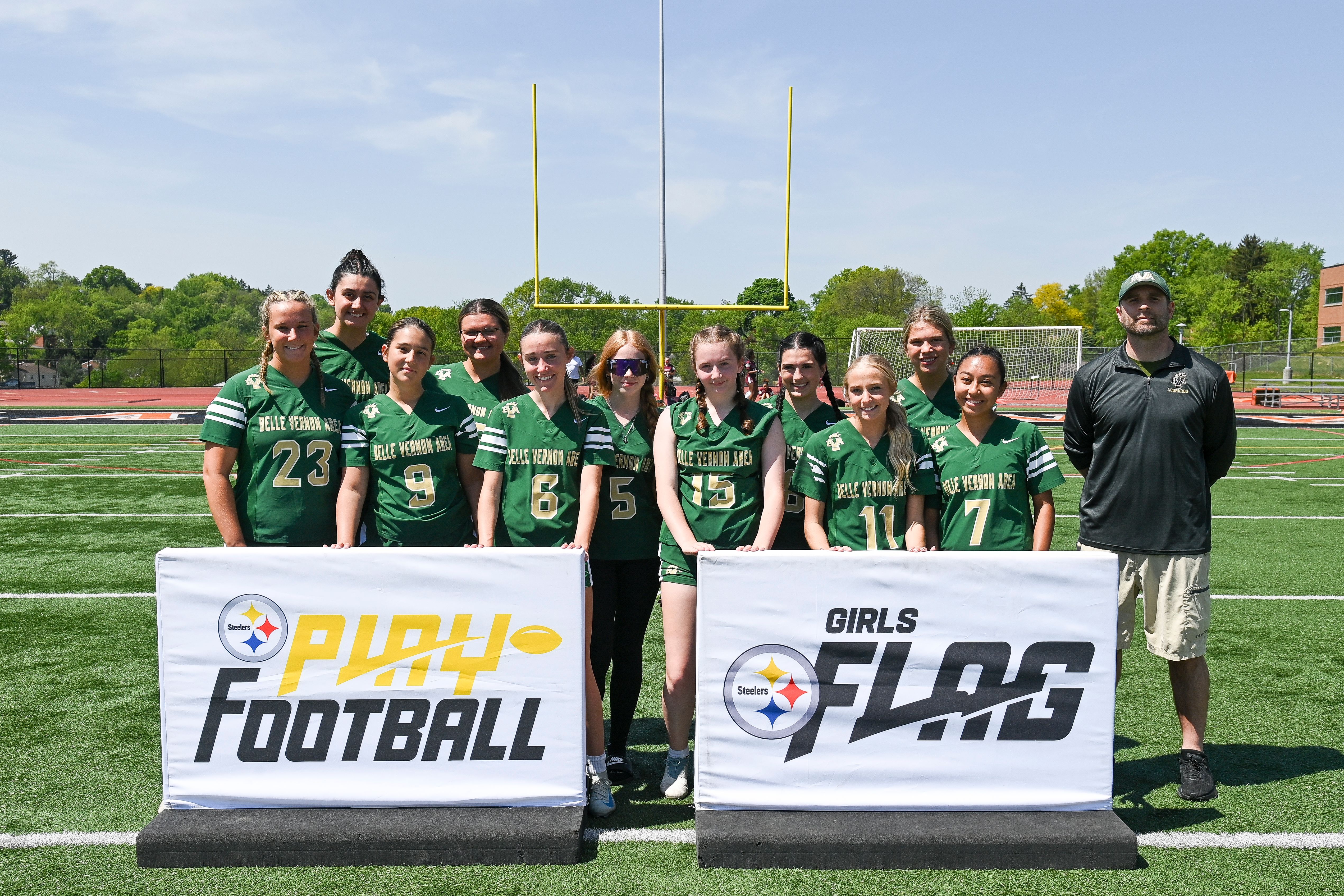 Week 6 of the Steelers’ Girls High School Flag Football season on Sunday, May 11, 2024 at Bethel Park High School. (Brad Oskowski / Pittsburgh Steelers)