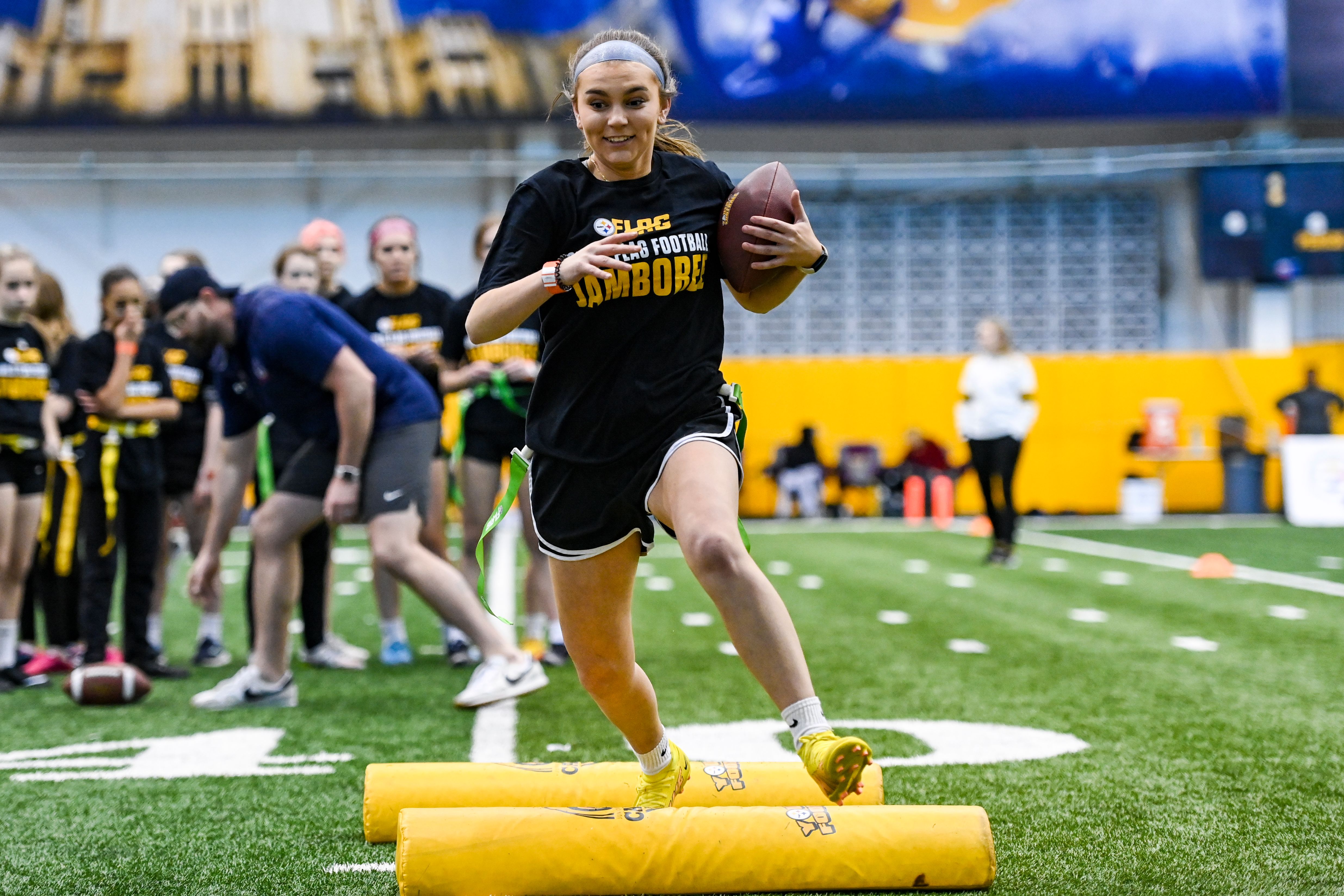 The Steelers host a 2023 Girl’s Flag Football Jamboree at the UPMC Rooney Sports Complex Sunday, Feb. 26, 2023 in Pittsburgh, PA. (Abigail Dean / Pittsburgh Steelers)
