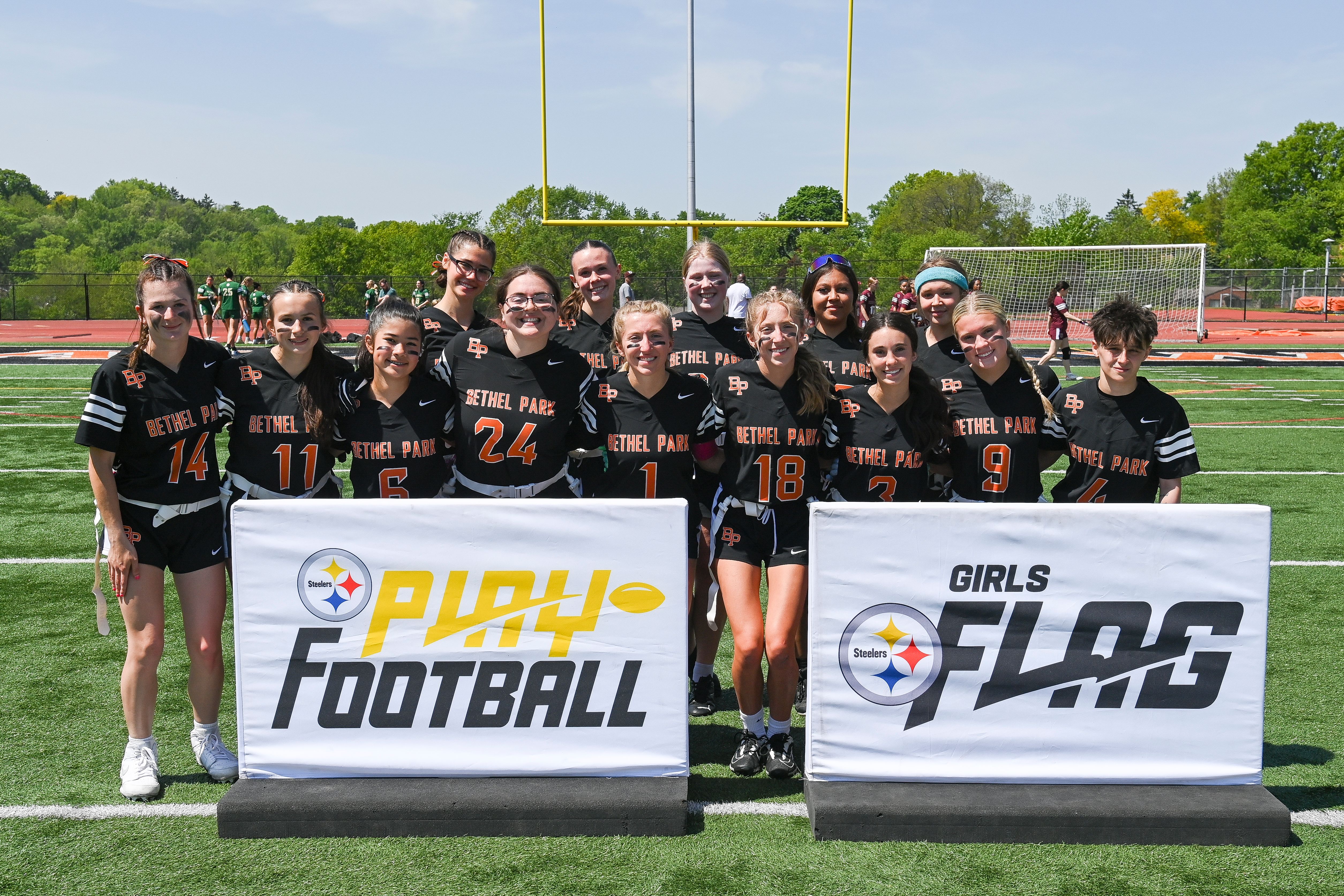 Week 6 of the Steelers’ Girls High School Flag Football season on Sunday, May 11, 2024 at Bethel Park High School. (Brad Oskowski / Pittsburgh Steelers)