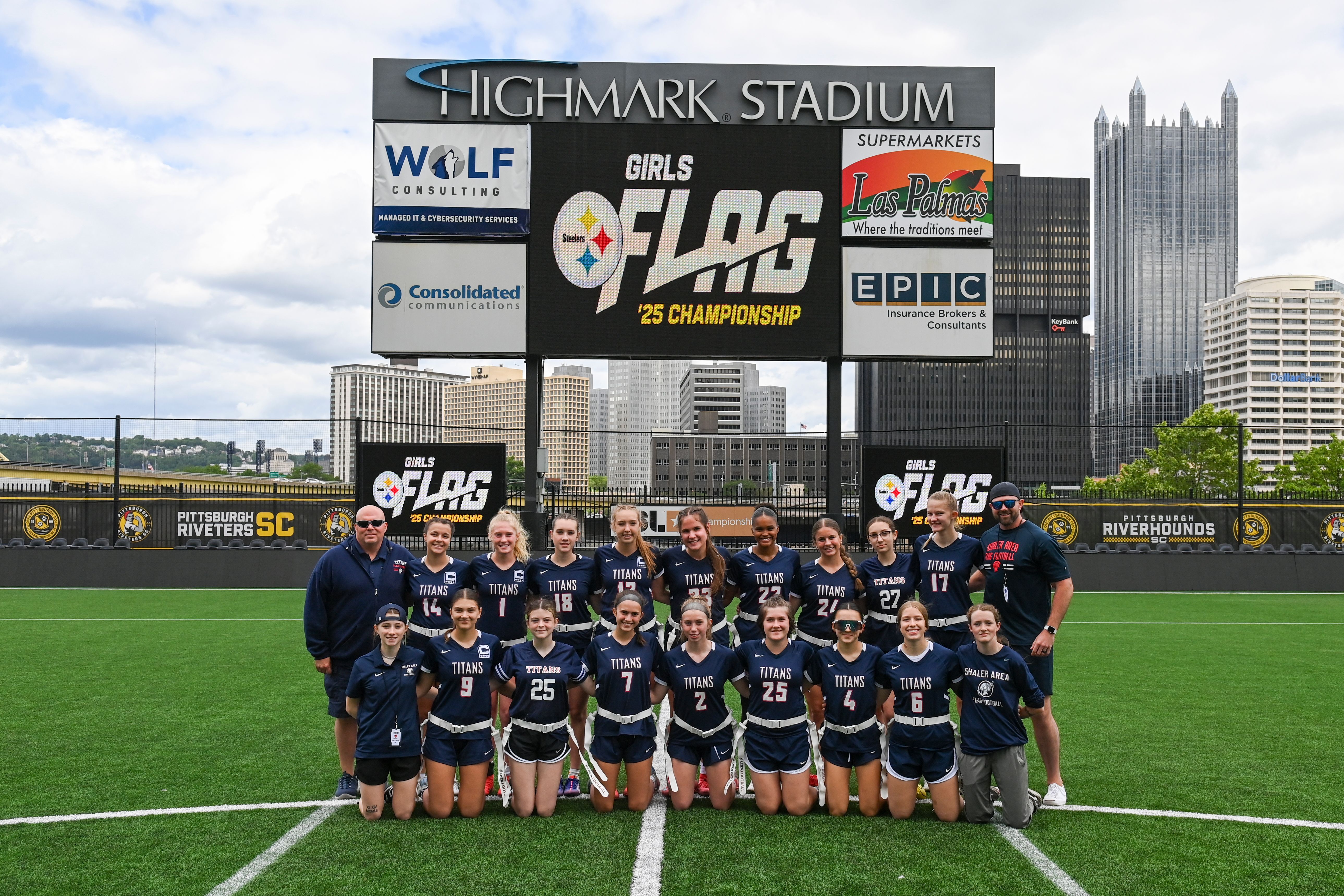 The Steelers’ Girls High School Flag Football Championship take place on Sunday, May 18, 2024 at Highmark Stadium. (Brad Oskowski / Pittsburgh Steelers)