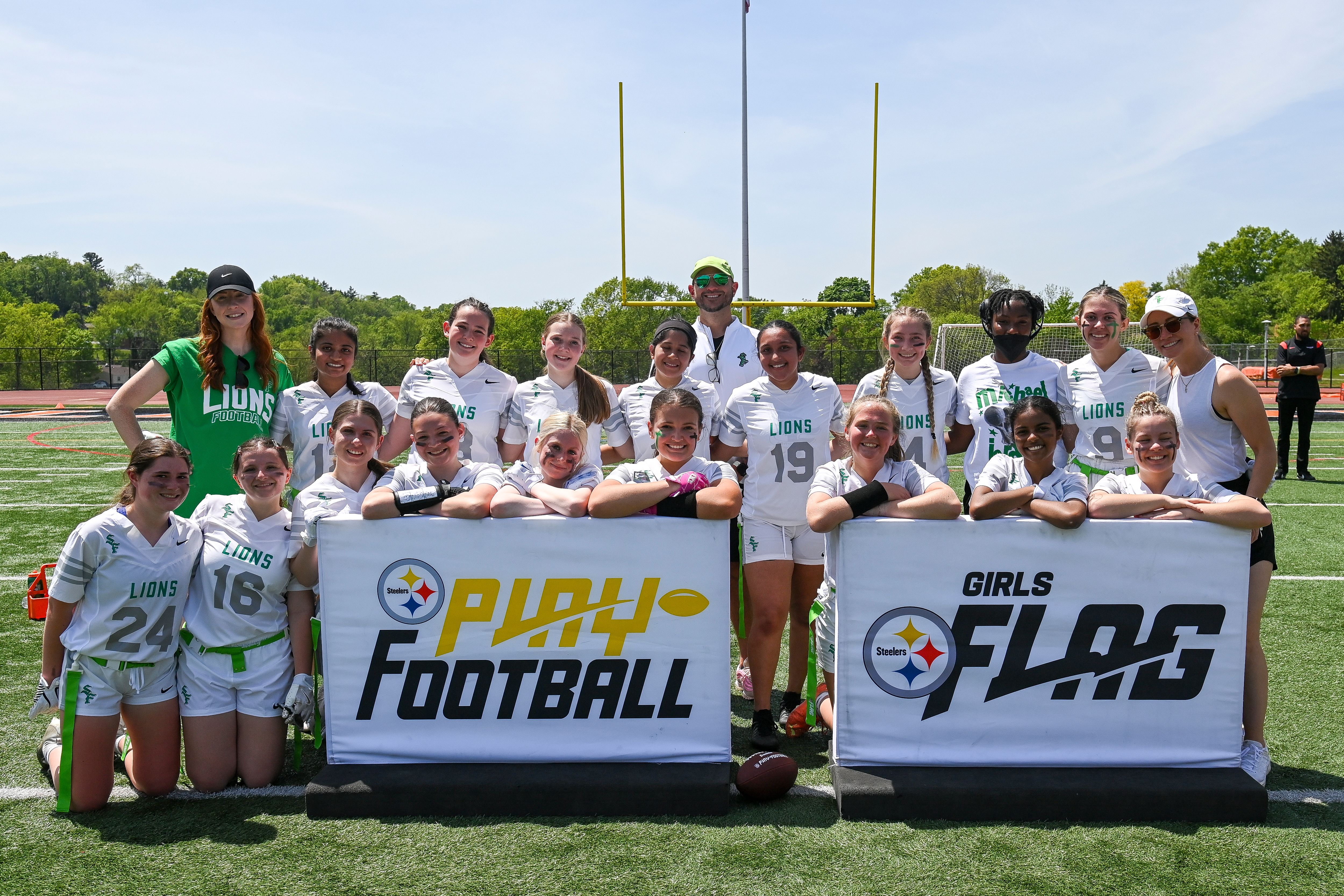 Week 6 of the Steelers’ Girls High School Flag Football season on Sunday, May 11, 2024 at Bethel Park High School. (Brad Oskowski / Pittsburgh Steelers)