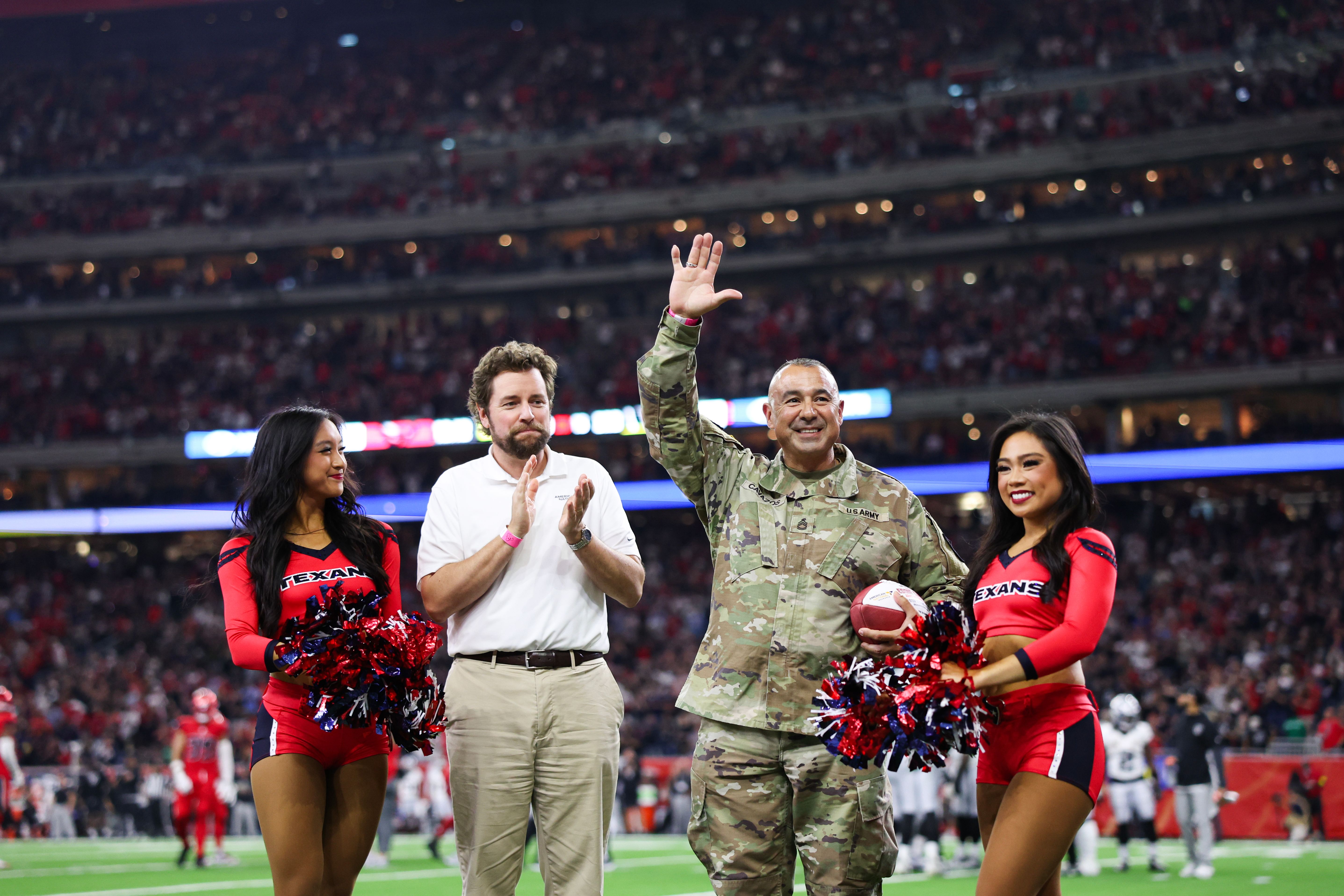 An image from the December 21st, 2025 regular season week 16 home game against the Las Vegas Raiders at NRG Stadium in Houston, TX. The Texans won 23-21.