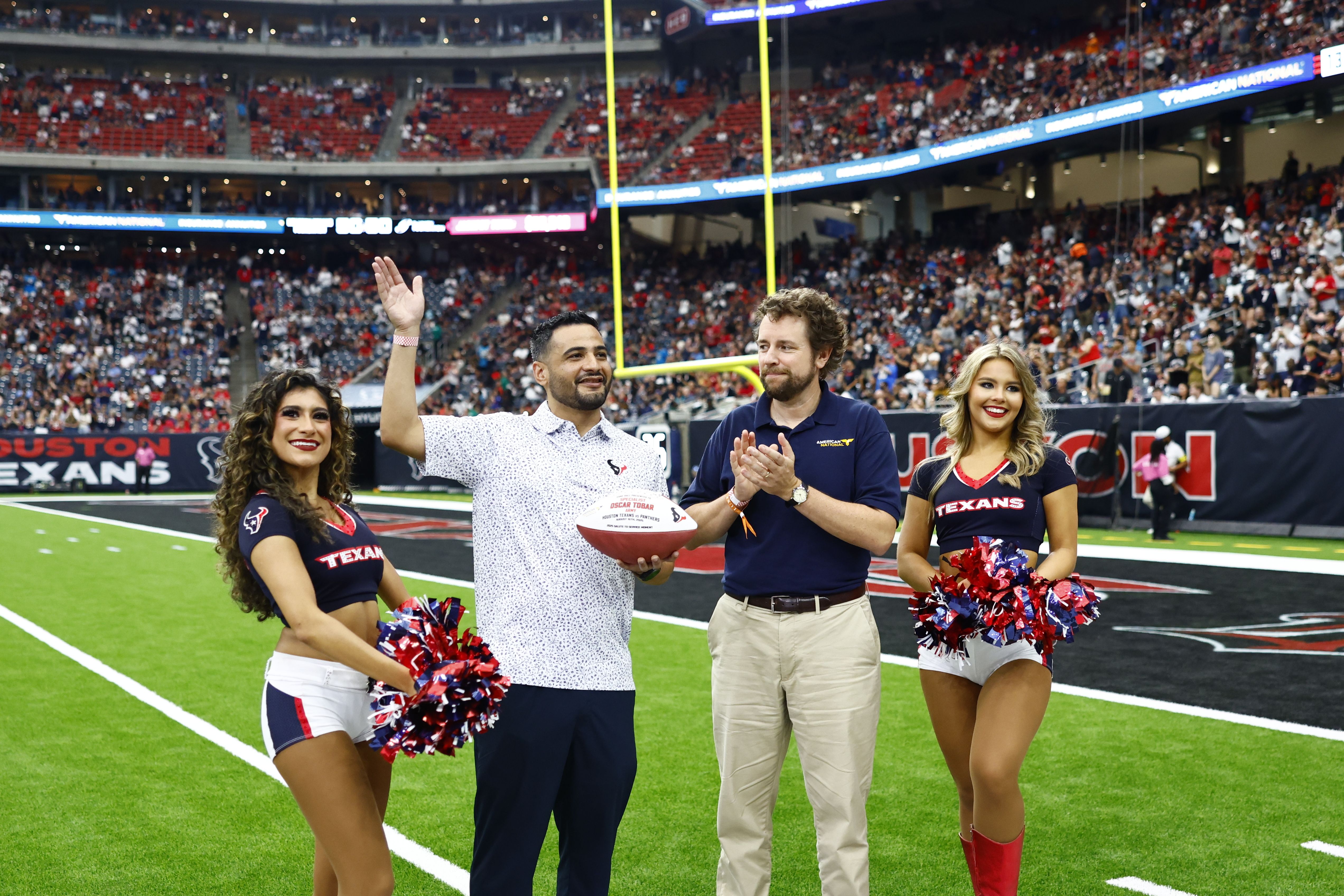 An image from the August 16th, 2025 Week 2 home preseason game against the Carolina Panthers at NRG Stadium in Houston, TX. The Texans won 20-3.
