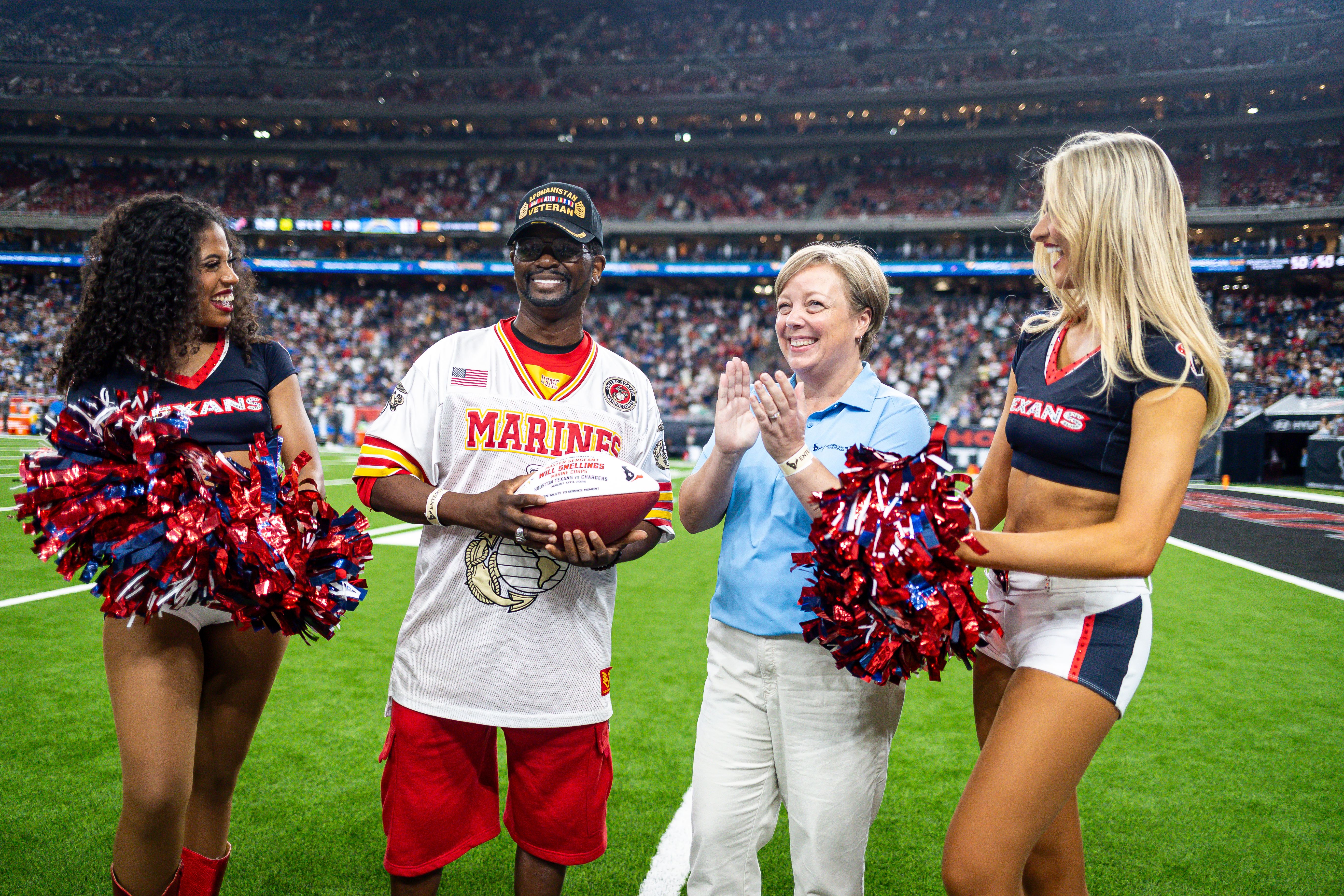 An image from the August 13th, 2026 Preseason Week 1 home game against the Los Angeles Chargers at Reliant Stadium in Houston, TX. The Texans lost 7-27.