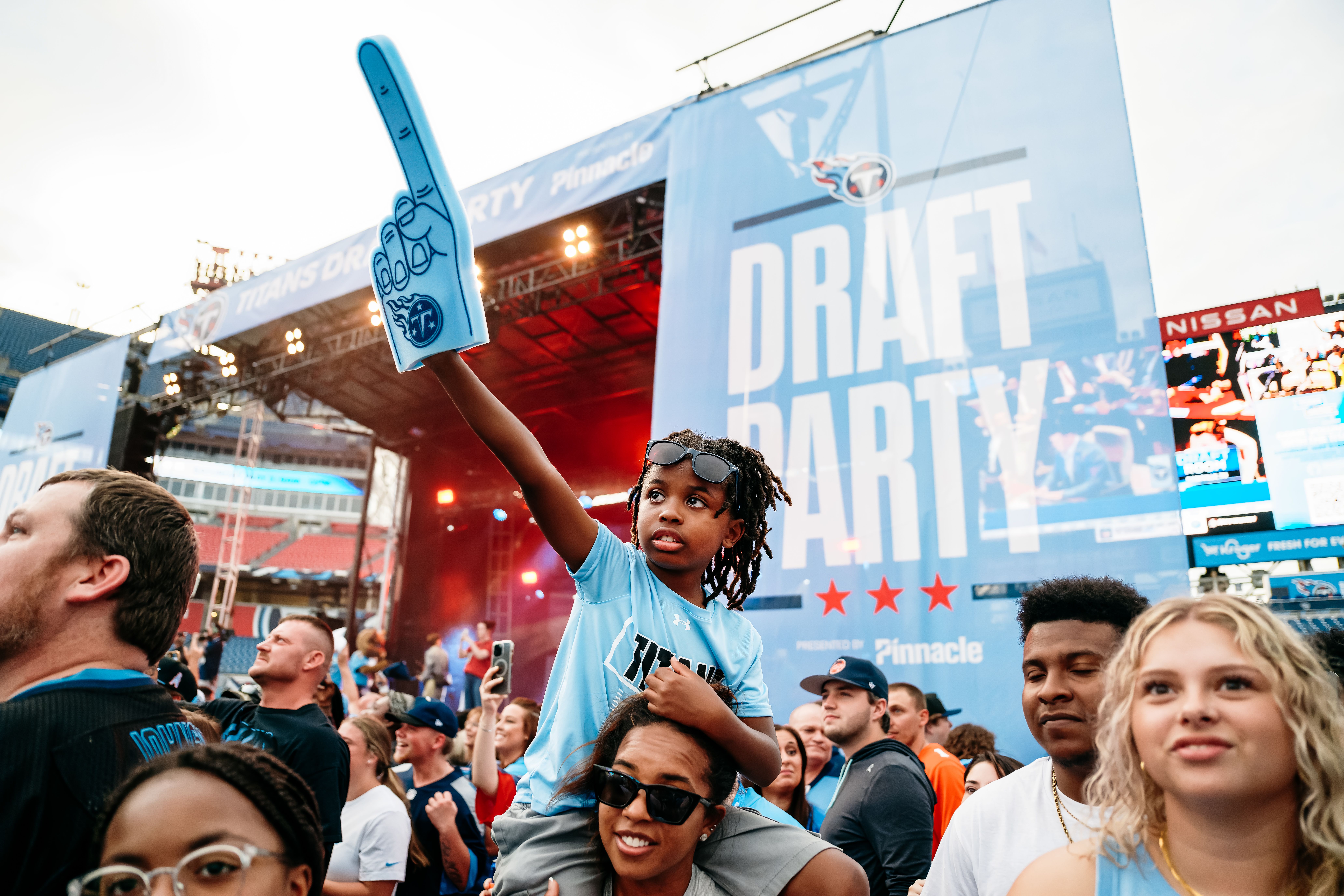 Tennessee Titans fans at the 2025 NFL Draft Party at Nissan Stadium on April 24, 2025 in Nashville, TN. Photo By Kaitlyn Hungerford/Tennessee Titans