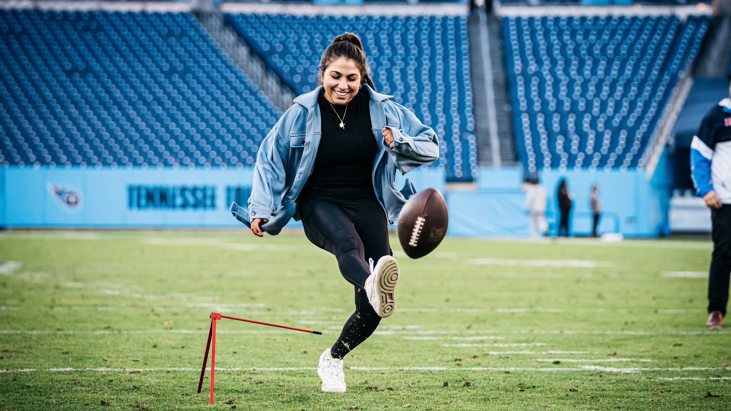 Kicks Against Cancer on field after the game against the Jacksonville Jaguars at Nissan Stadium on December 12, 2021 in Nashville, TN. Photo By Joe Howell/Tennessee Titans