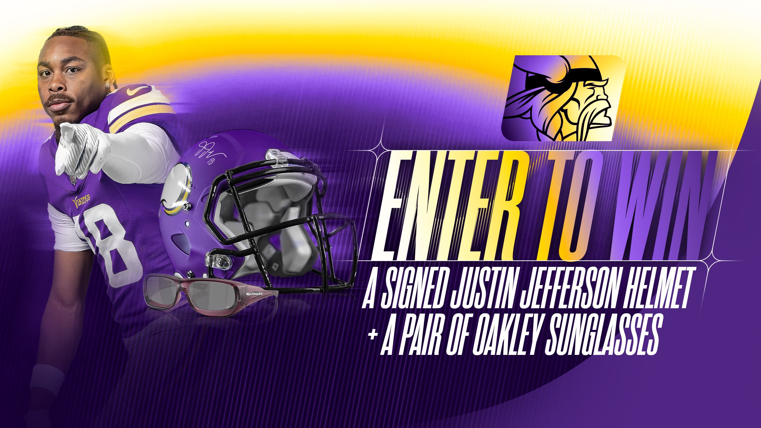 Win a Signed Justin Jefferson Helmet & Oakley Sunglasses